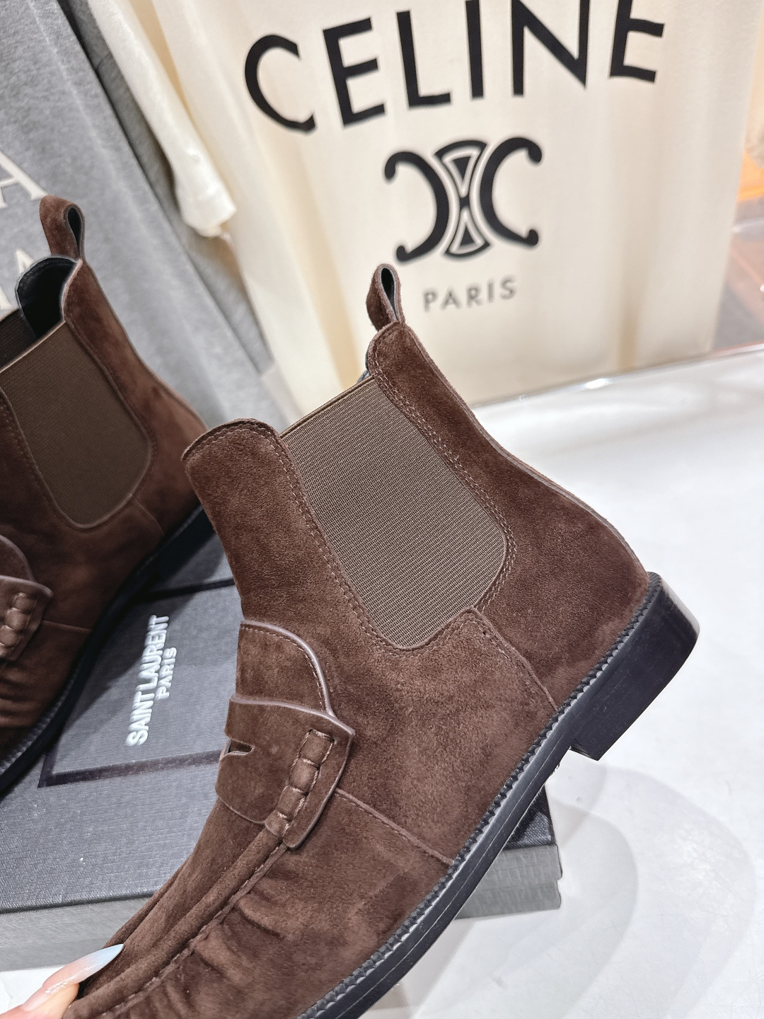 高版本出厂 SAINT LAURENT/圣罗兰YSL 25ss爆款平底布洛克英伦风切尔西短靴乐福鞋，20