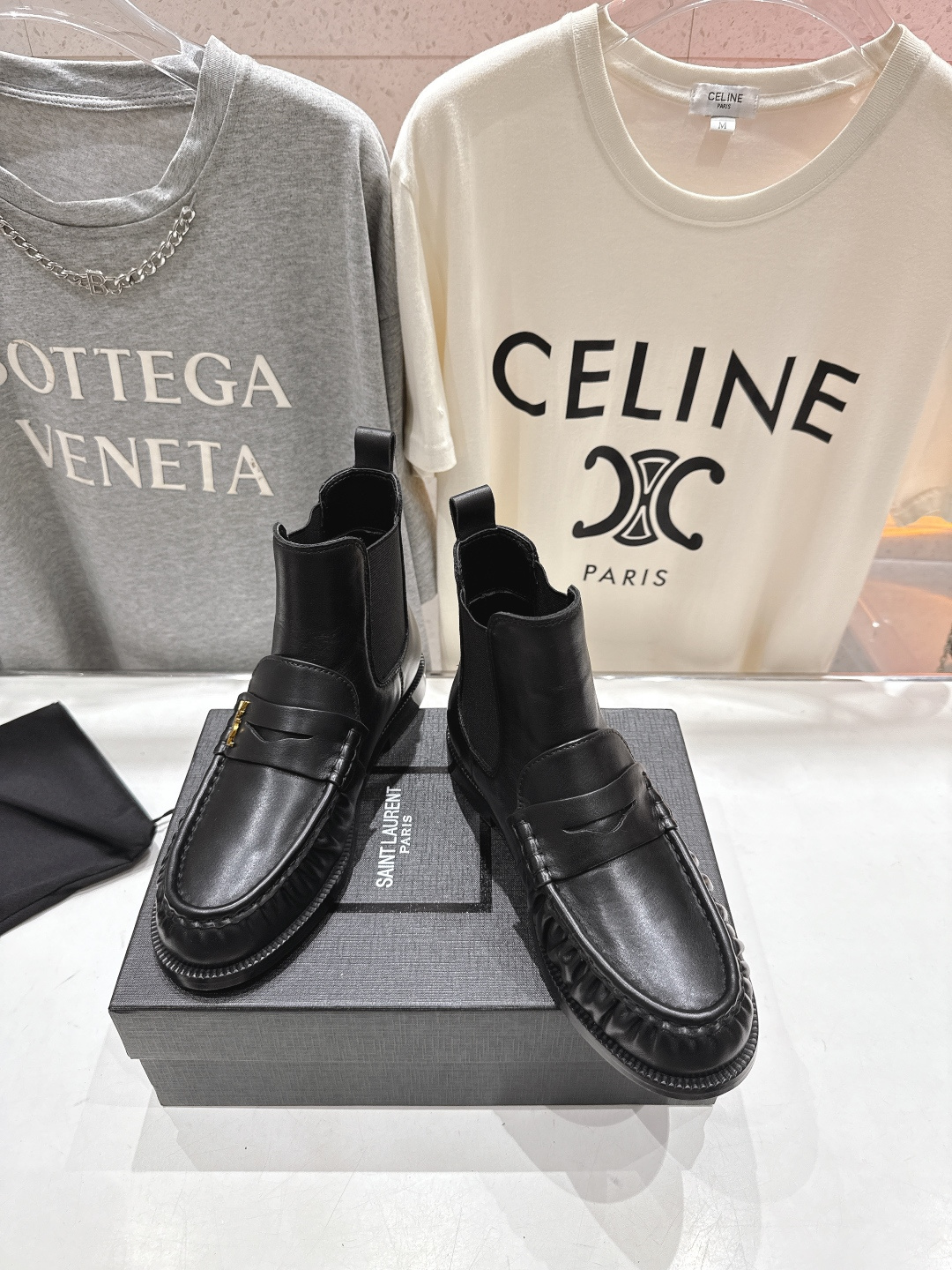 高版本出厂 SAINT LAURENT/圣罗兰YSL 25ss爆款平底布洛克英伦风切尔西短靴乐福鞋，20