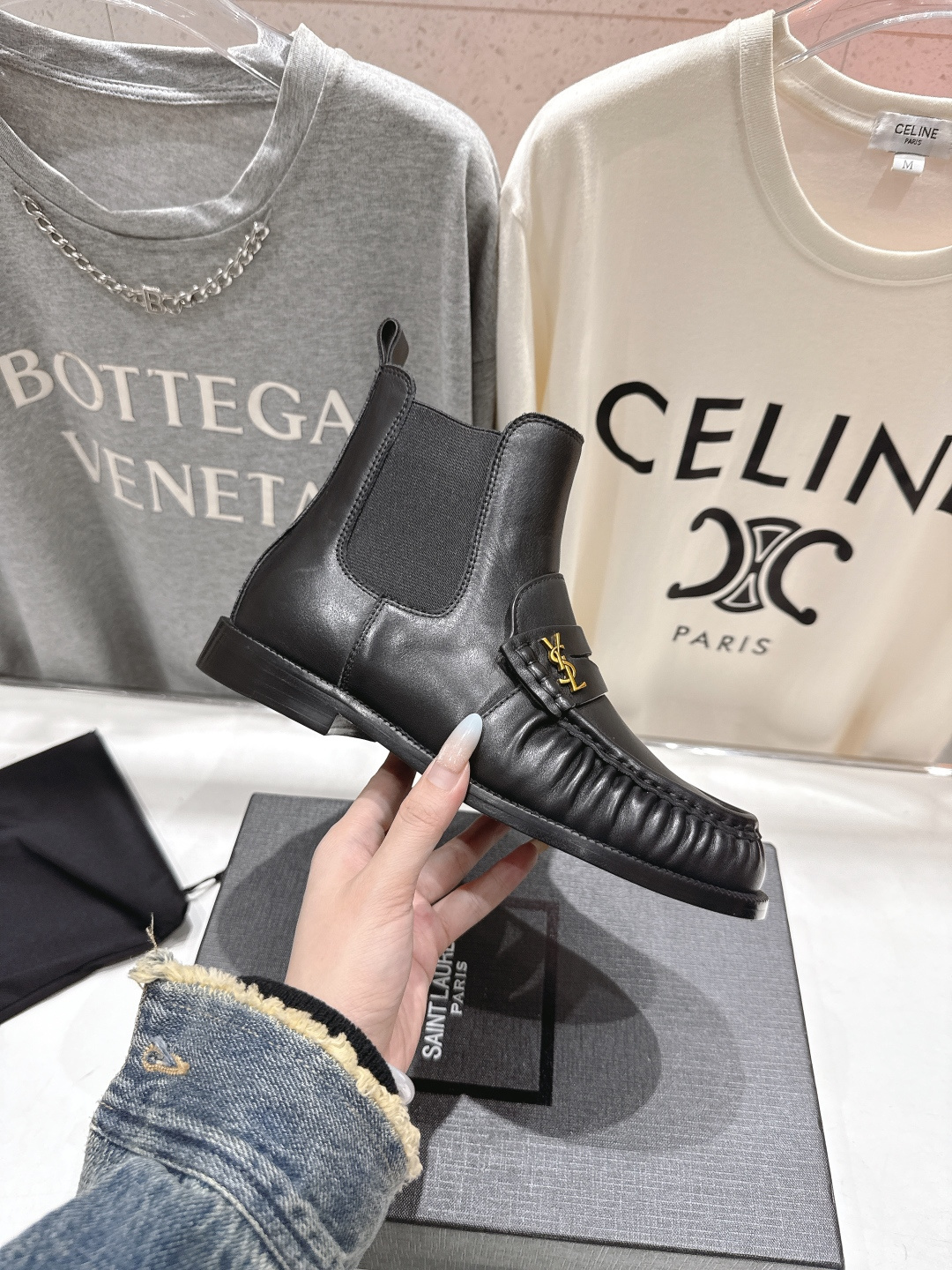 高版本出厂 SAINT LAURENT/圣罗兰YSL 25ss爆款平底布洛克英伦风切尔西短靴乐福鞋，20