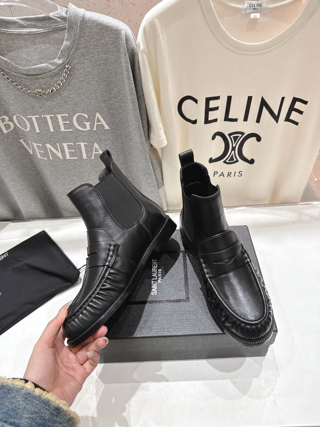 高版本出厂 SAINT LAURENT/圣罗兰YSL 25ss爆款平底布洛克英伦风切尔西短靴乐福鞋，20