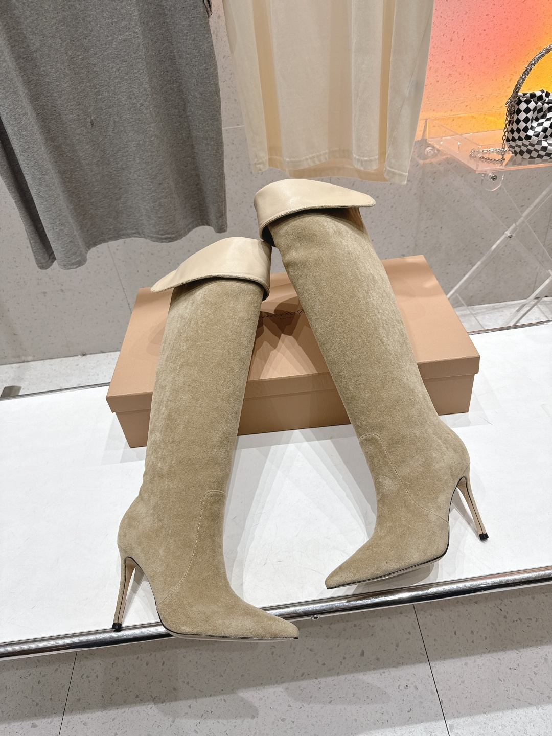 高版本出厂 Gianvito Rossi/吉安维托·罗西 F025 2025ss新款性感高跟过膝长靴折叠