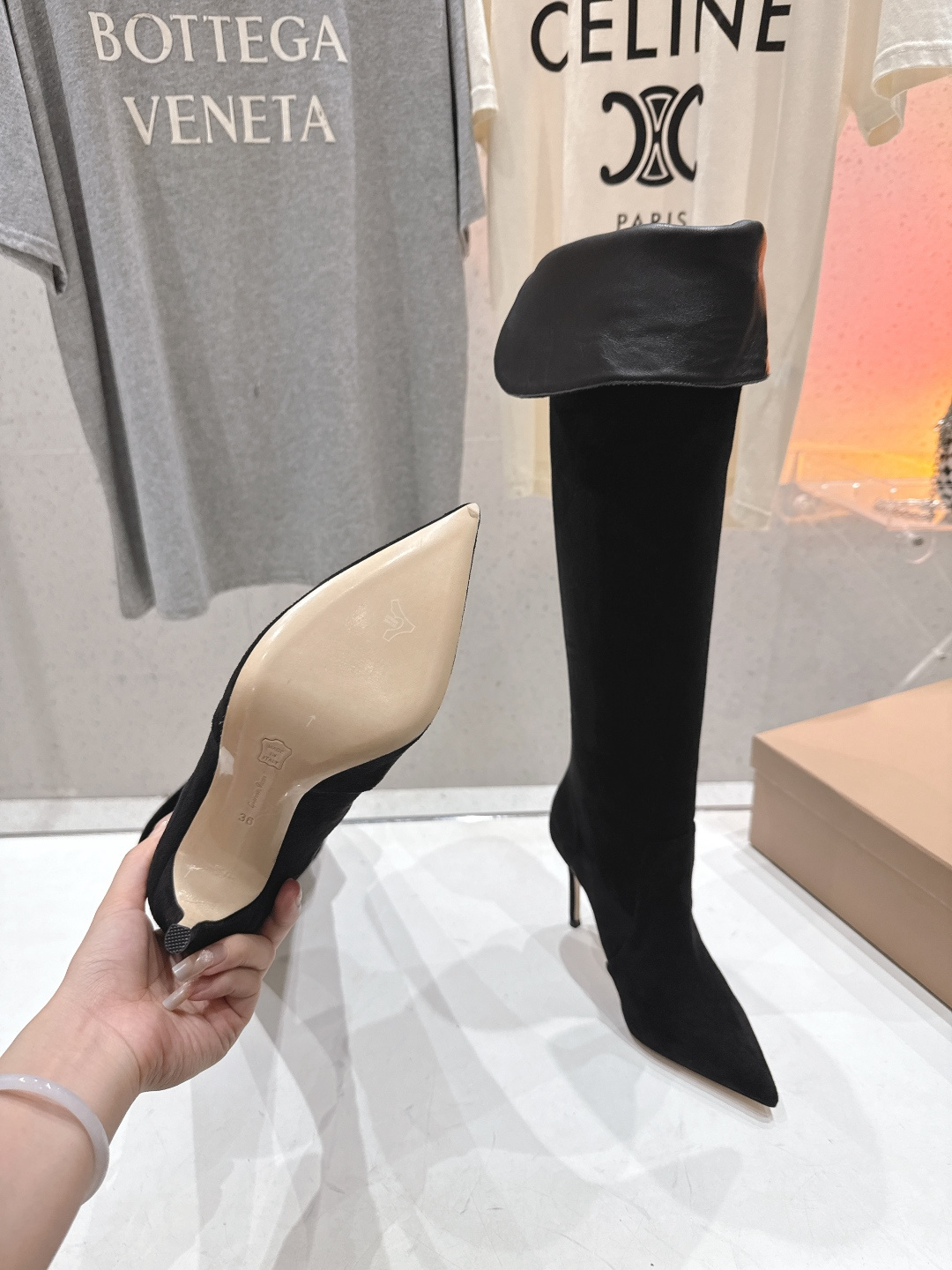 高版本出厂 Gianvito Rossi/吉安维托·罗西 F025 2025ss新款性感高跟过膝长靴折叠