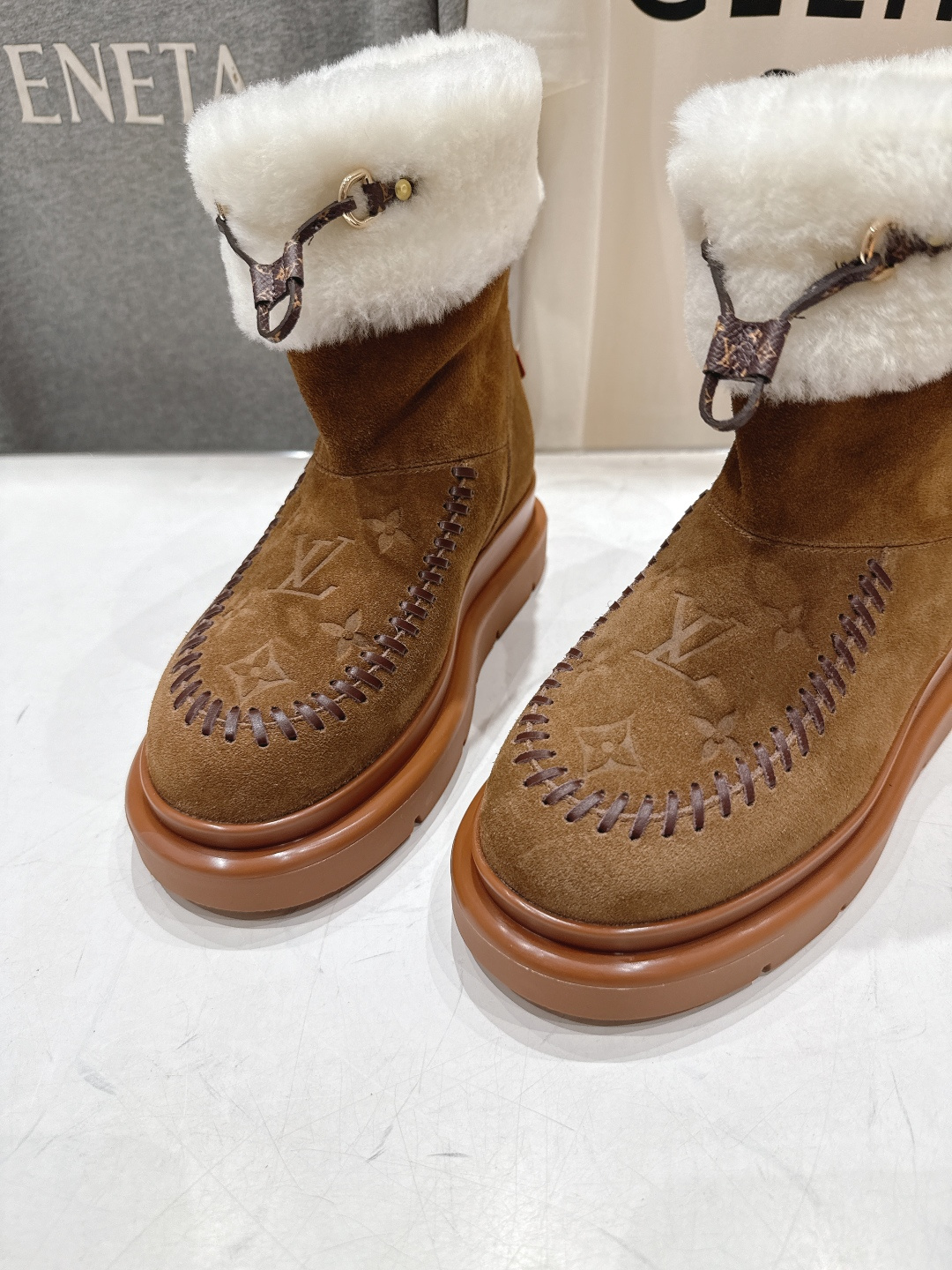 高版本出厂 LOUIS VUITTON ss25 LV驴牌秋冬新款厚底雪地靴保暖短靴LV冬季滑雪系列Mo
