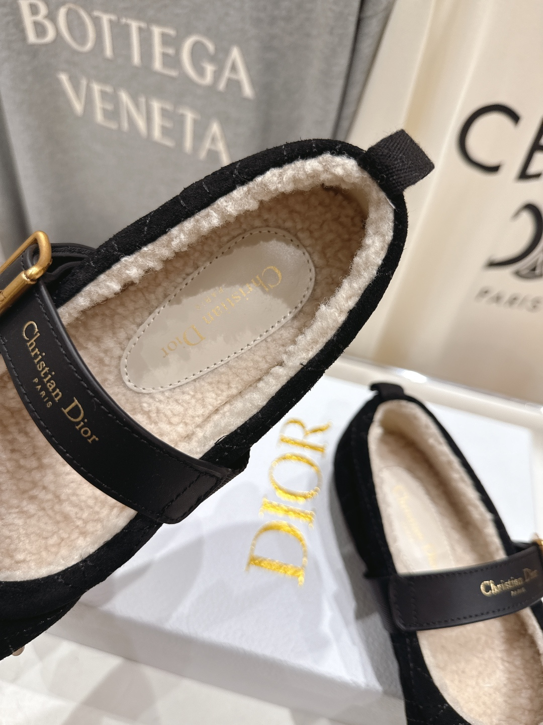 高版本出厂 Dior*迪奥D家F050 2025ss秋冬新款仙女风平底玛丽珍羊毛里单鞋毛毛鞋1:1原版复