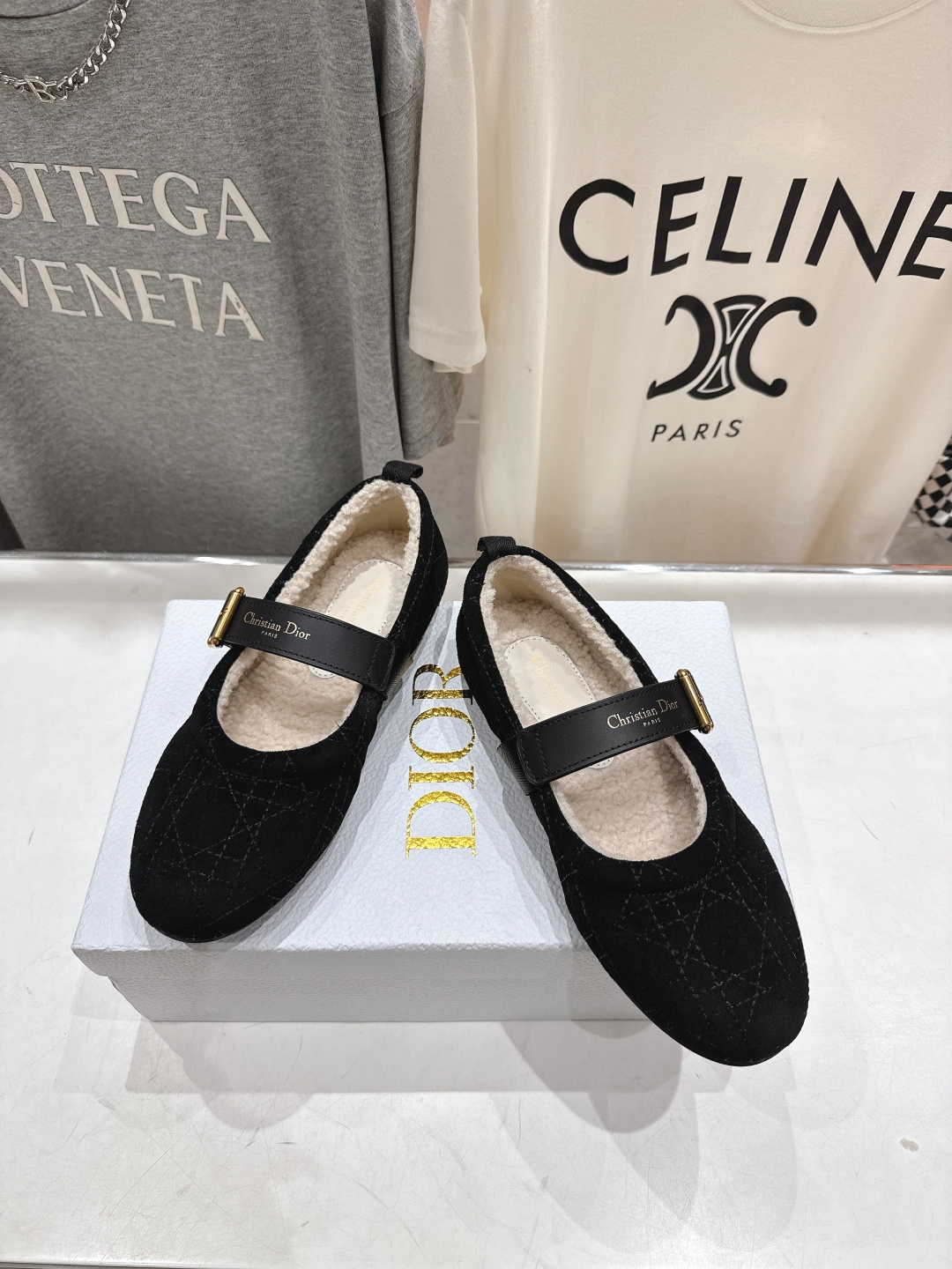 高版本出厂 Dior*迪奥D家F050 2025ss秋冬新款仙女风平底玛丽珍羊毛里单鞋毛毛鞋1:1原版复