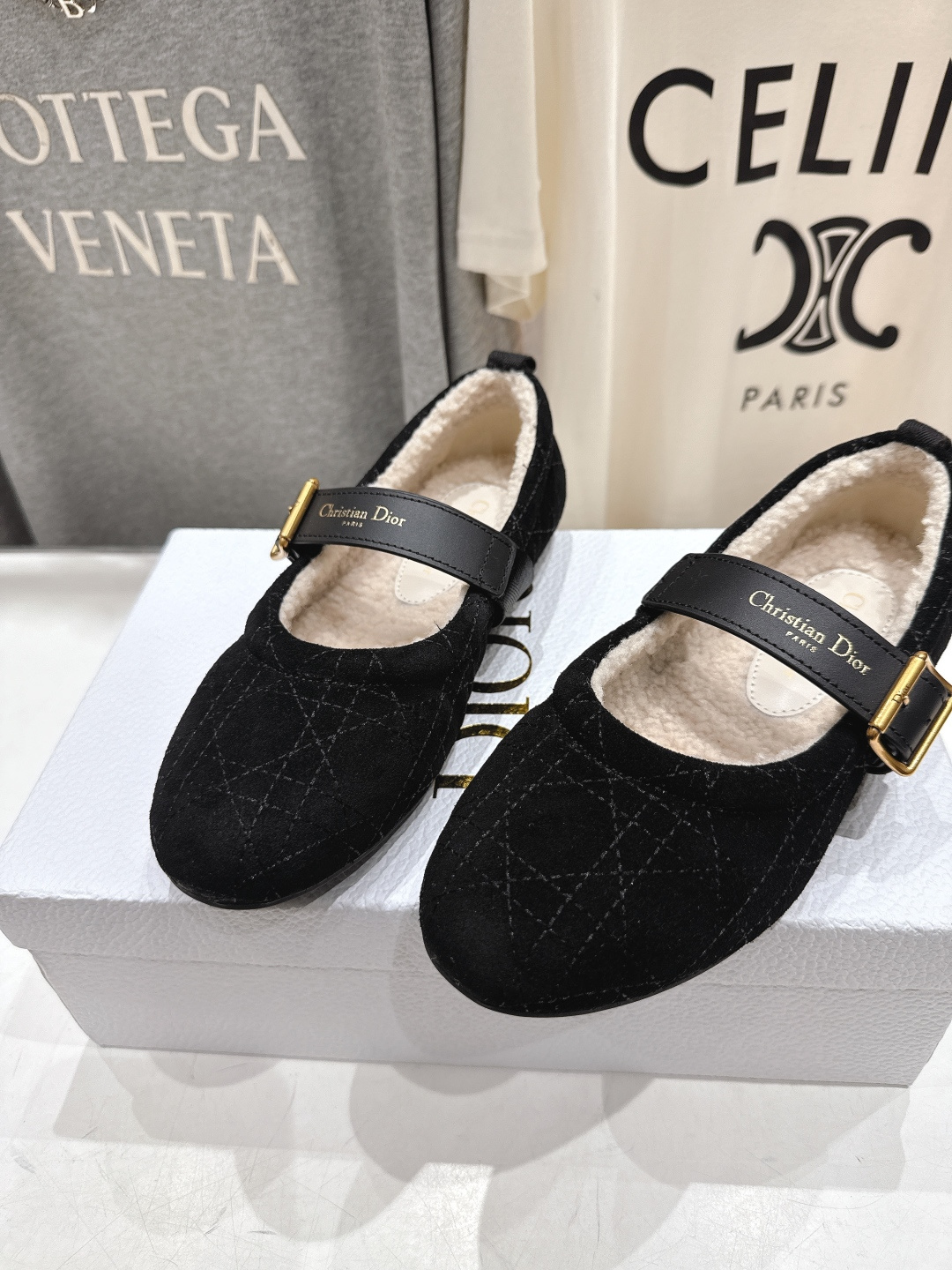 高版本出厂 Dior*迪奥D家F050 2025ss秋冬新款仙女风平底玛丽珍羊毛里单鞋毛毛鞋1:1原版复