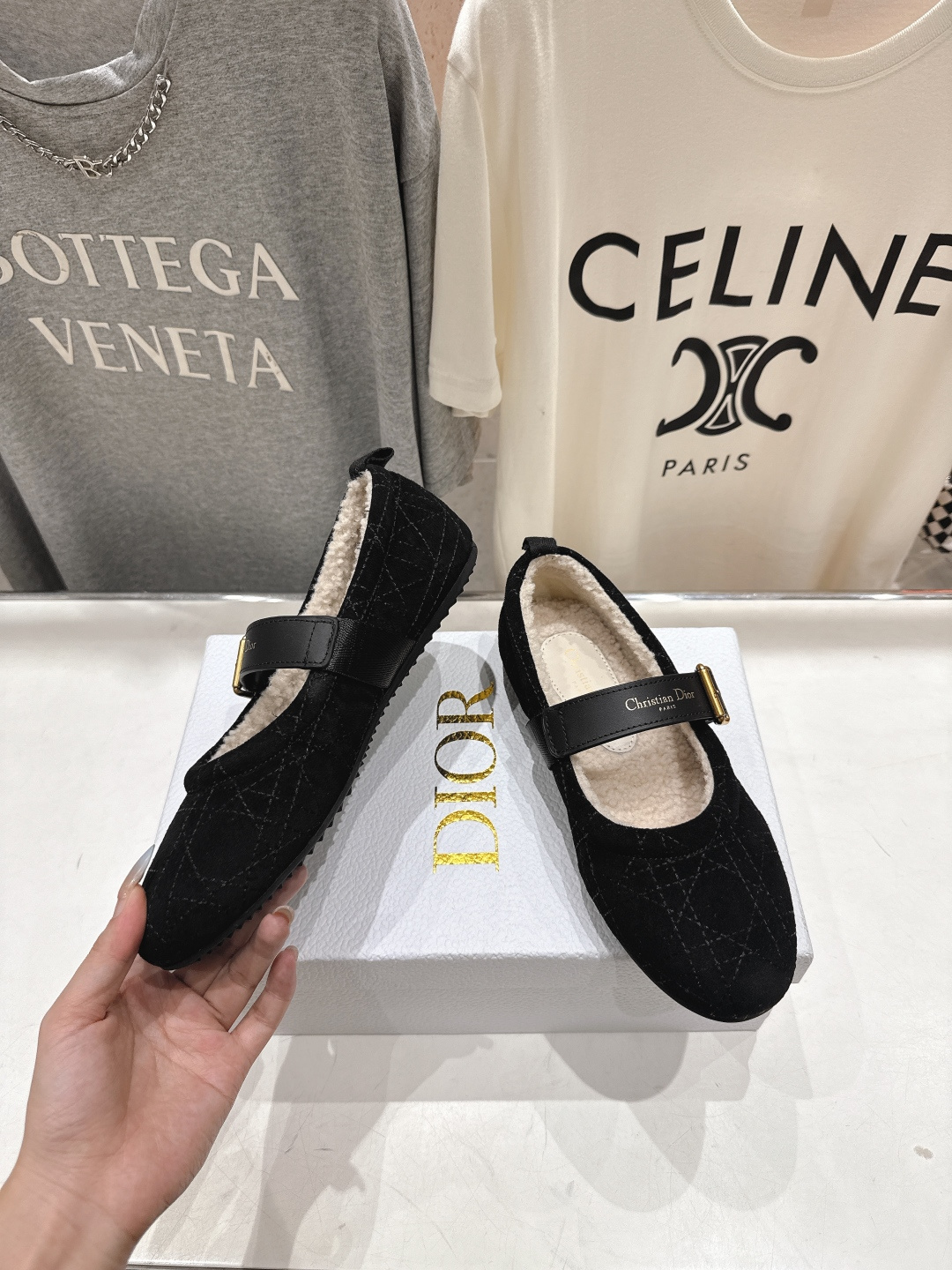 高版本出厂 Dior*迪奥D家F050 2025ss秋冬新款仙女风平底玛丽珍羊毛里单鞋毛毛鞋1:1原版复