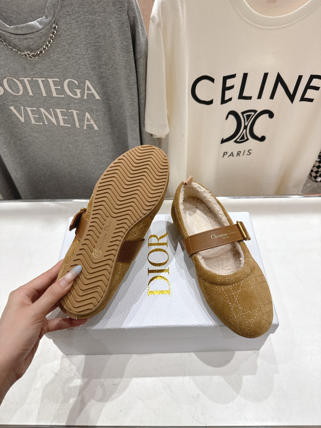 高版本出厂 Dior*迪奥D家F050 2025ss秋冬新款仙女风平底玛丽珍羊毛里单鞋毛毛鞋1:1原版复