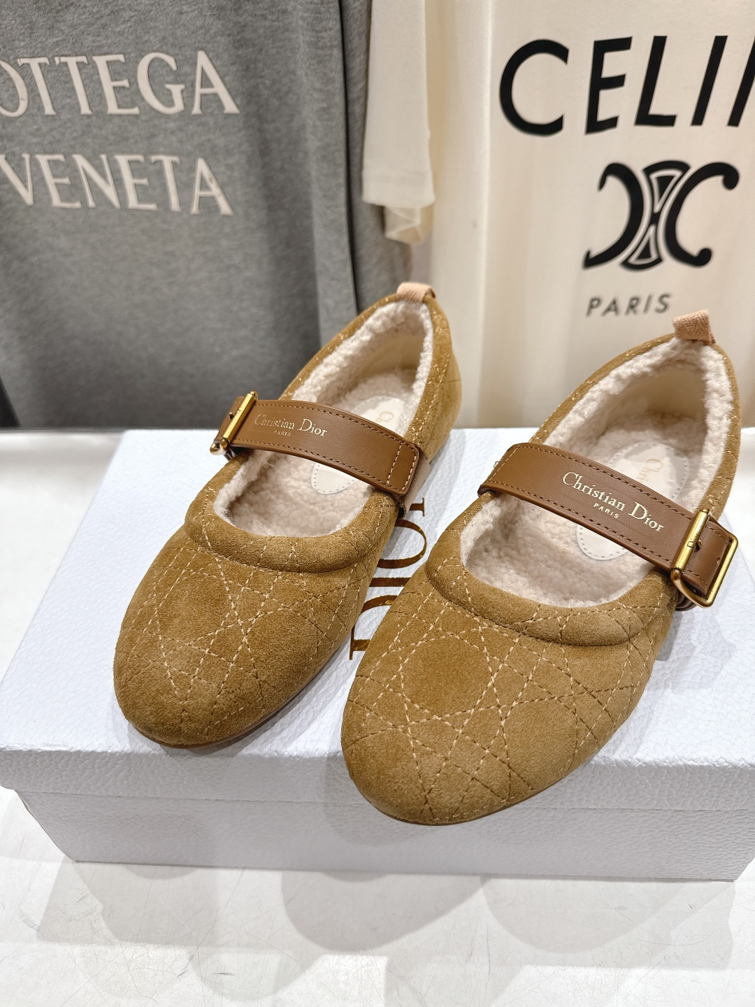 高版本出厂 Dior*迪奥D家F050 2025ss秋冬新款仙女风平底玛丽珍羊毛里单鞋毛毛鞋1:1原版复