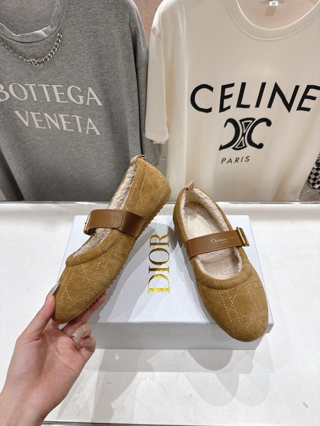 高版本出厂 Dior*迪奥D家F050 2025ss秋冬新款仙女风平底玛丽珍羊毛里单鞋毛毛鞋1:1原版复