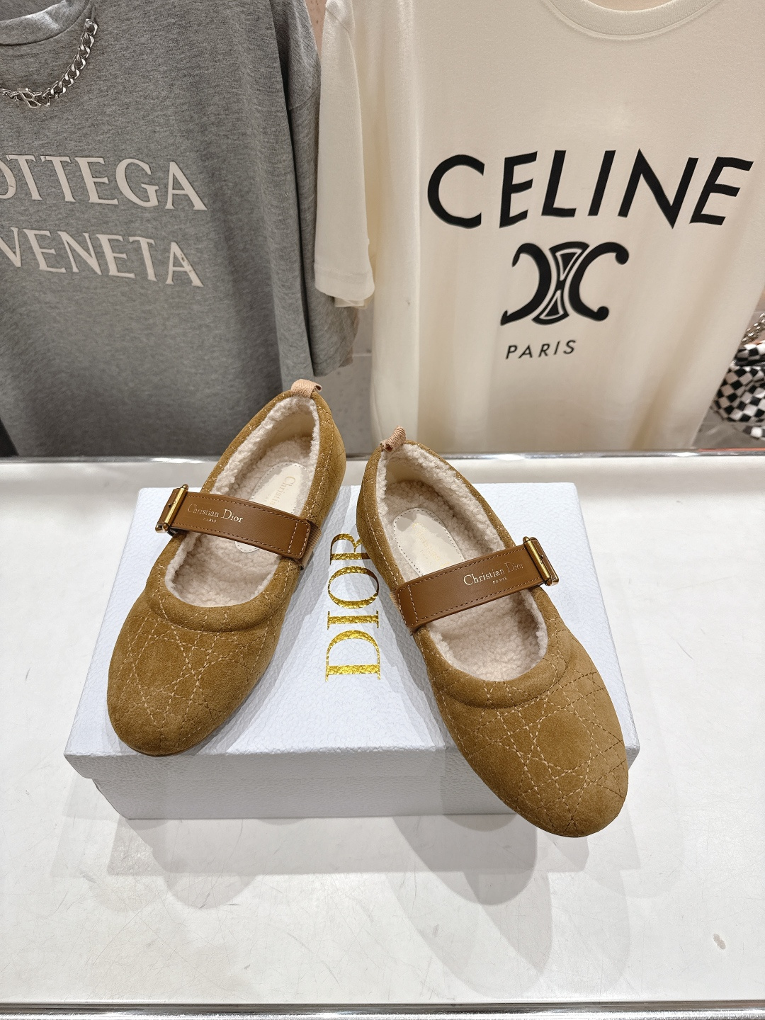 高版本出厂 Dior*迪奥D家F050 2025ss秋冬新款仙女风平底玛丽珍羊毛里单鞋毛毛鞋1:1原版复