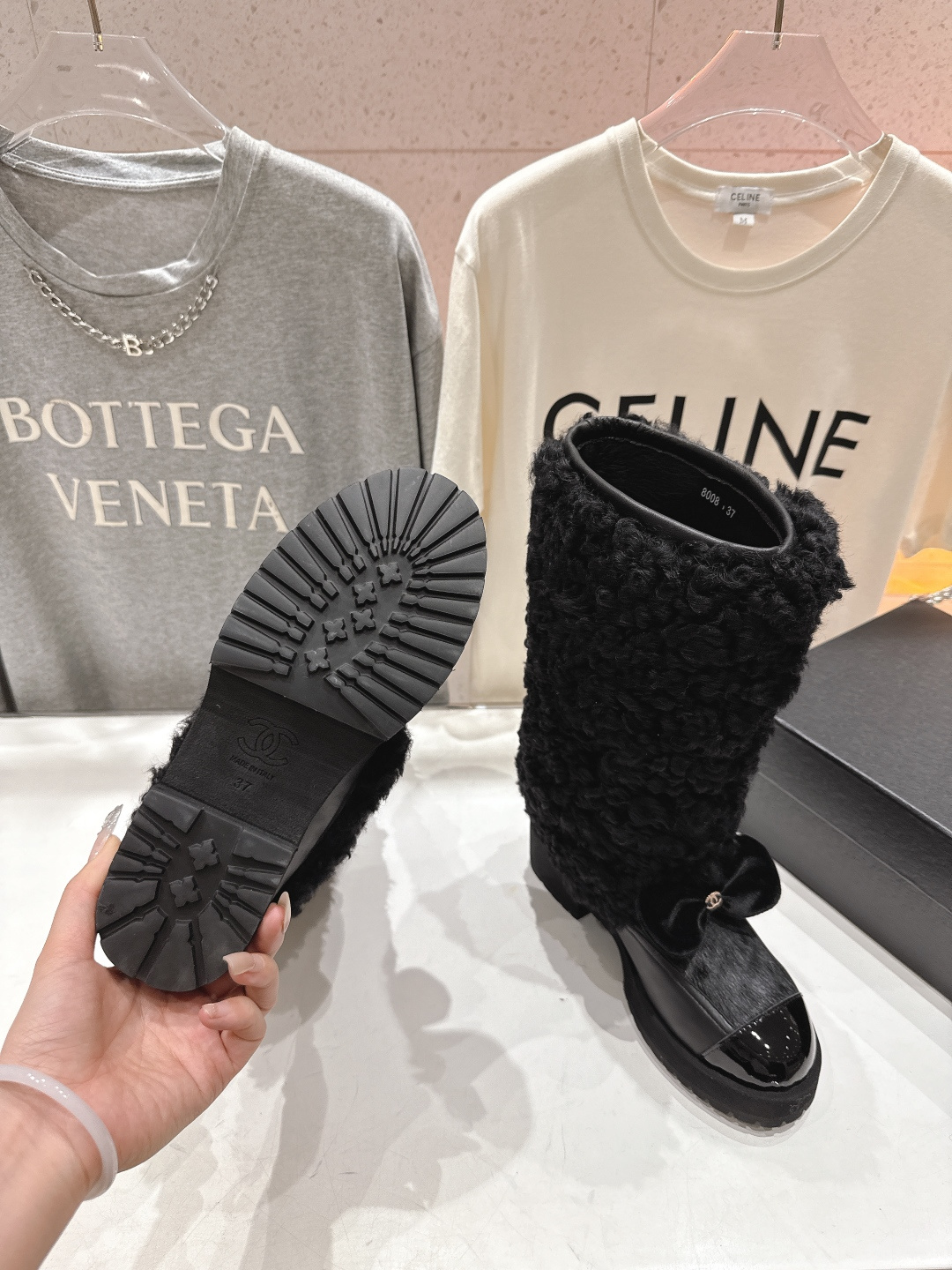 高版本出厂 Chanel*香奈儿F015小香家2025ss秋冬新款可爱风羊毛中筒靴长靴秋冬香家必备爆款！