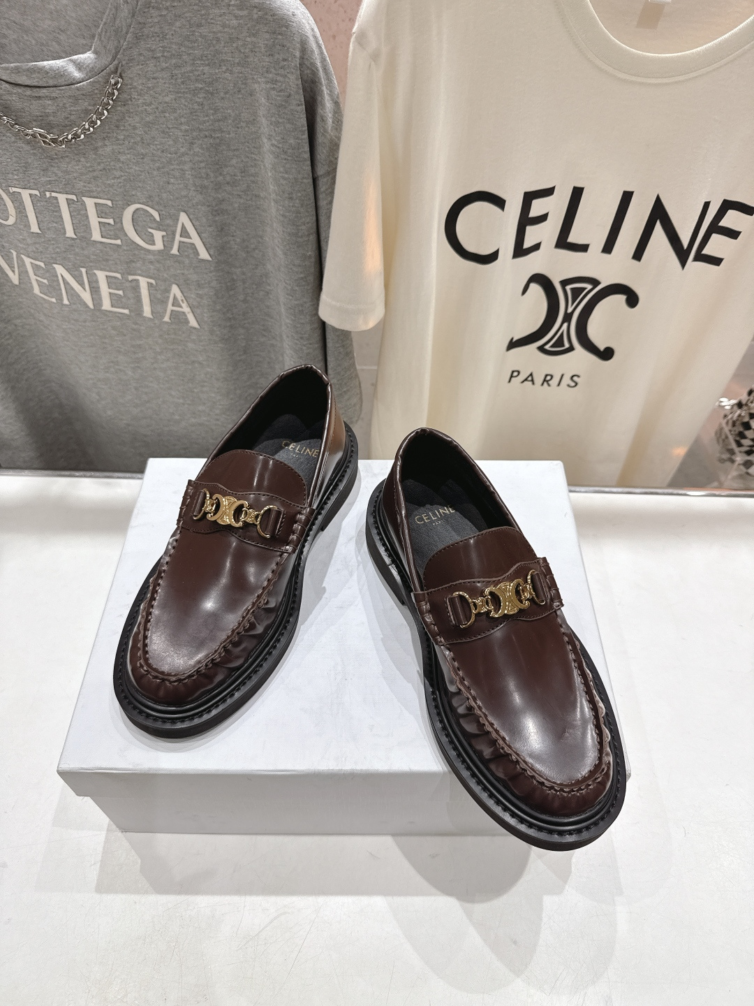 高版本出厂 Celine*赛琳F035 2026ss早春爆款厚底一脚蹬乐福鞋休闲小皮鞋，2026全新升级