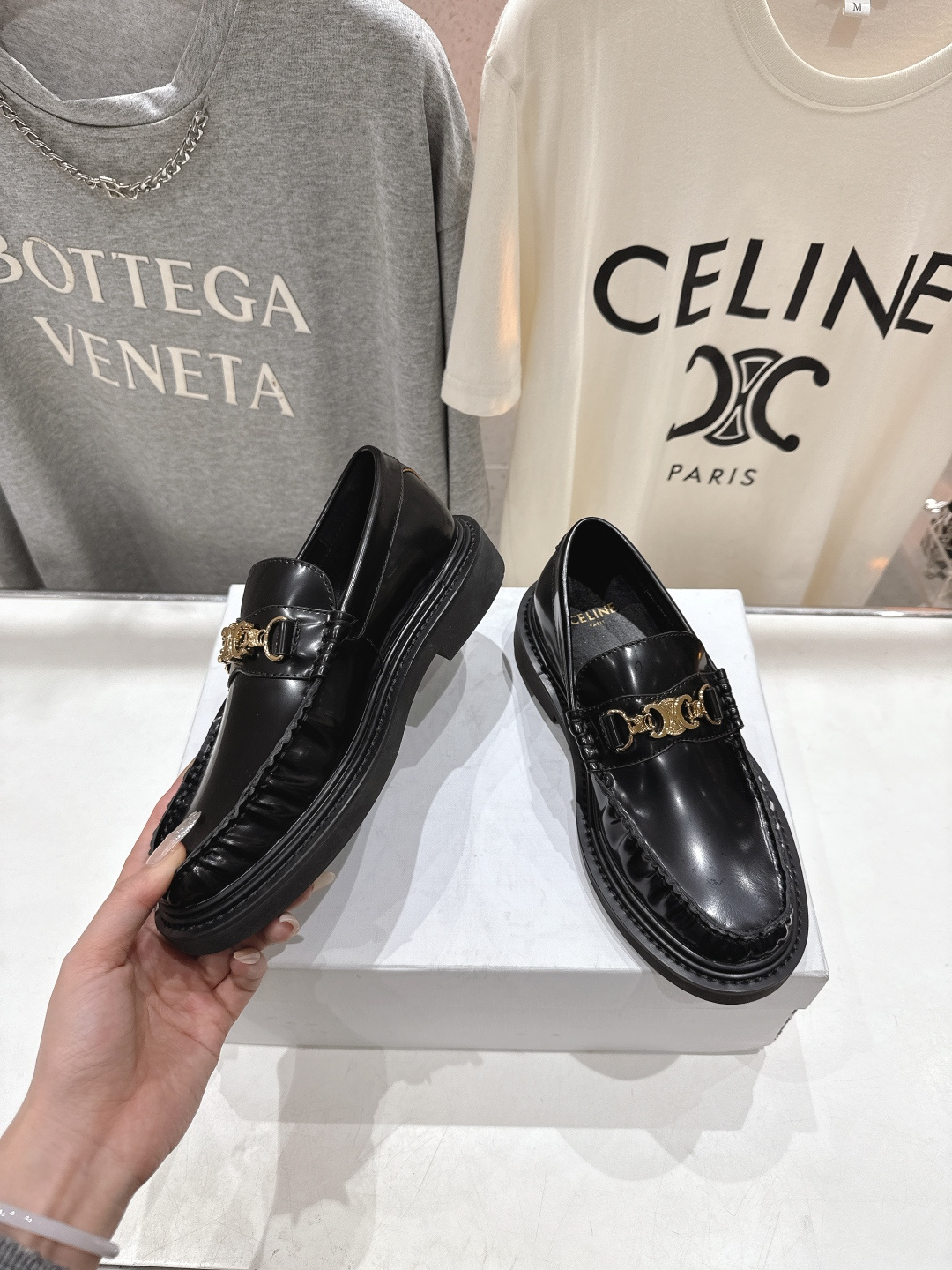 高版本出厂 Celine*赛琳F035 2026ss早春爆款厚底一脚蹬乐福鞋休闲小皮鞋，2026全新升级