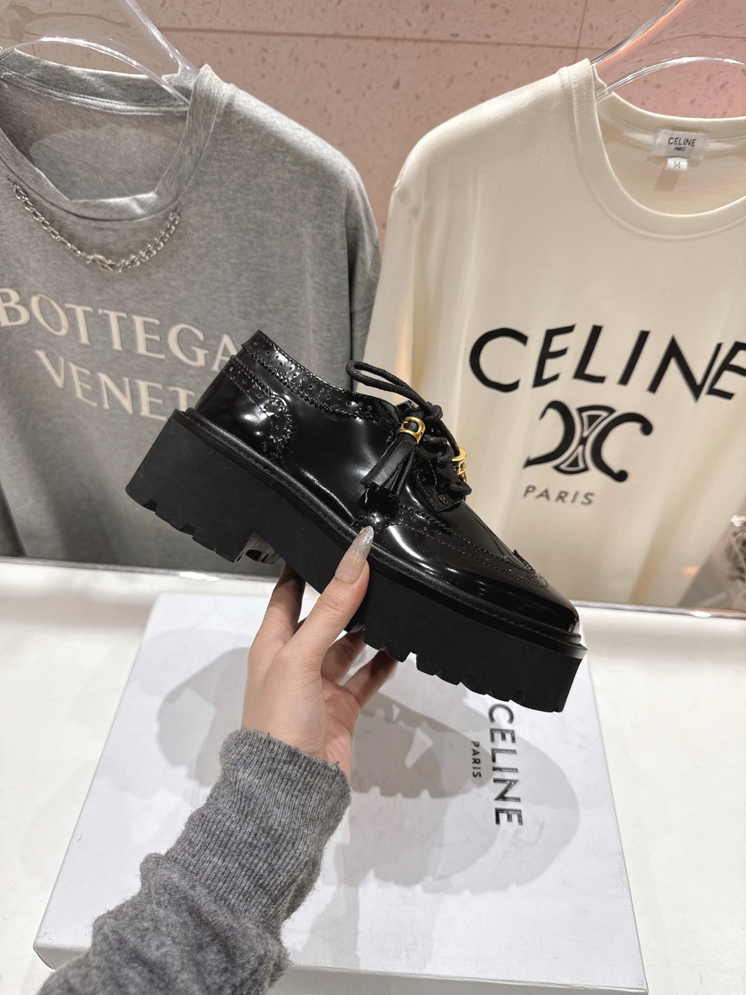 高版本出厂 CELINE*赛琳F035 2026ss早春新款厚底玛丽珍乐福鞋网红爆款来袭！各大网红抢先体