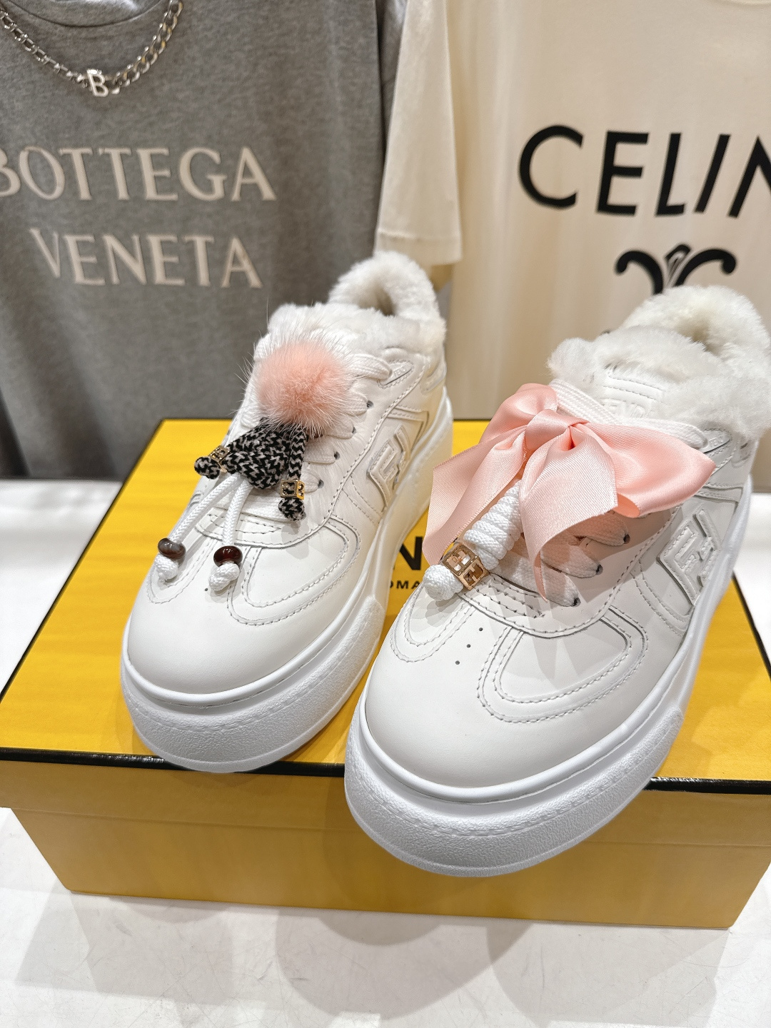 高版本出厂 毛里 Fendi/芬迪F029 2025ss冬季新款 First 1系列系带厚底羊毛里休闲运