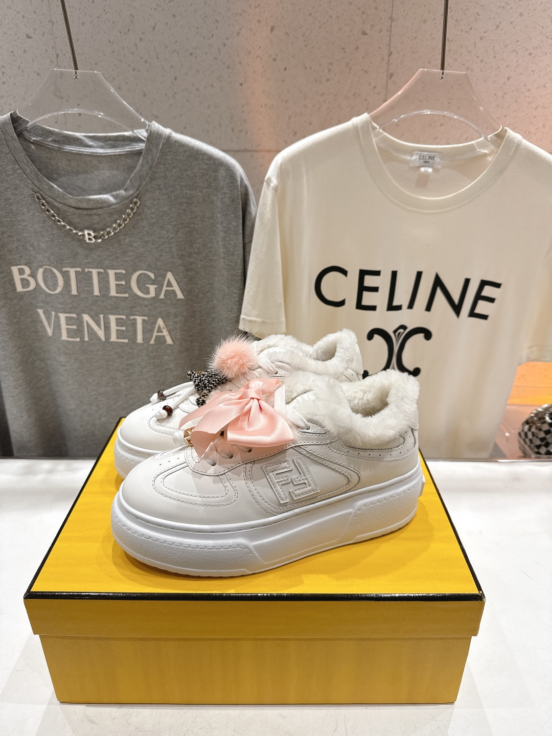 高版本出厂 毛里 Fendi/芬迪F029 2025ss冬季新款 First 1系列系带厚底羊毛里休闲运