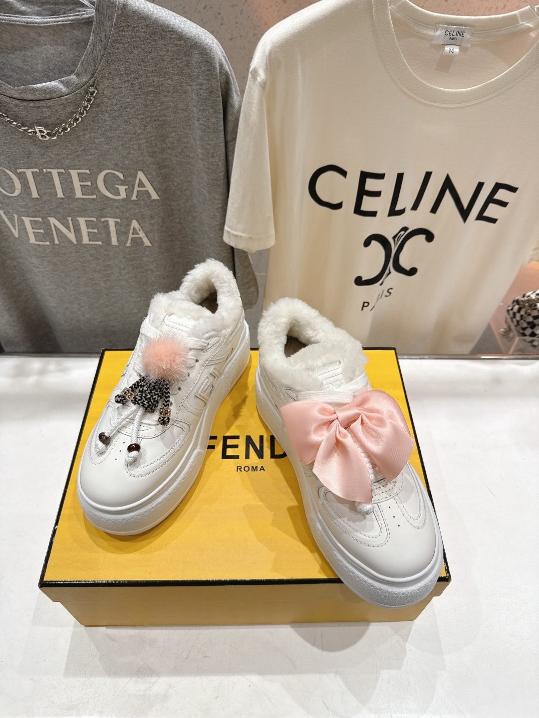 高版本出厂 毛里 Fendi/芬迪F029 2025ss冬季新款 First 1系列系带厚底羊毛里休闲运