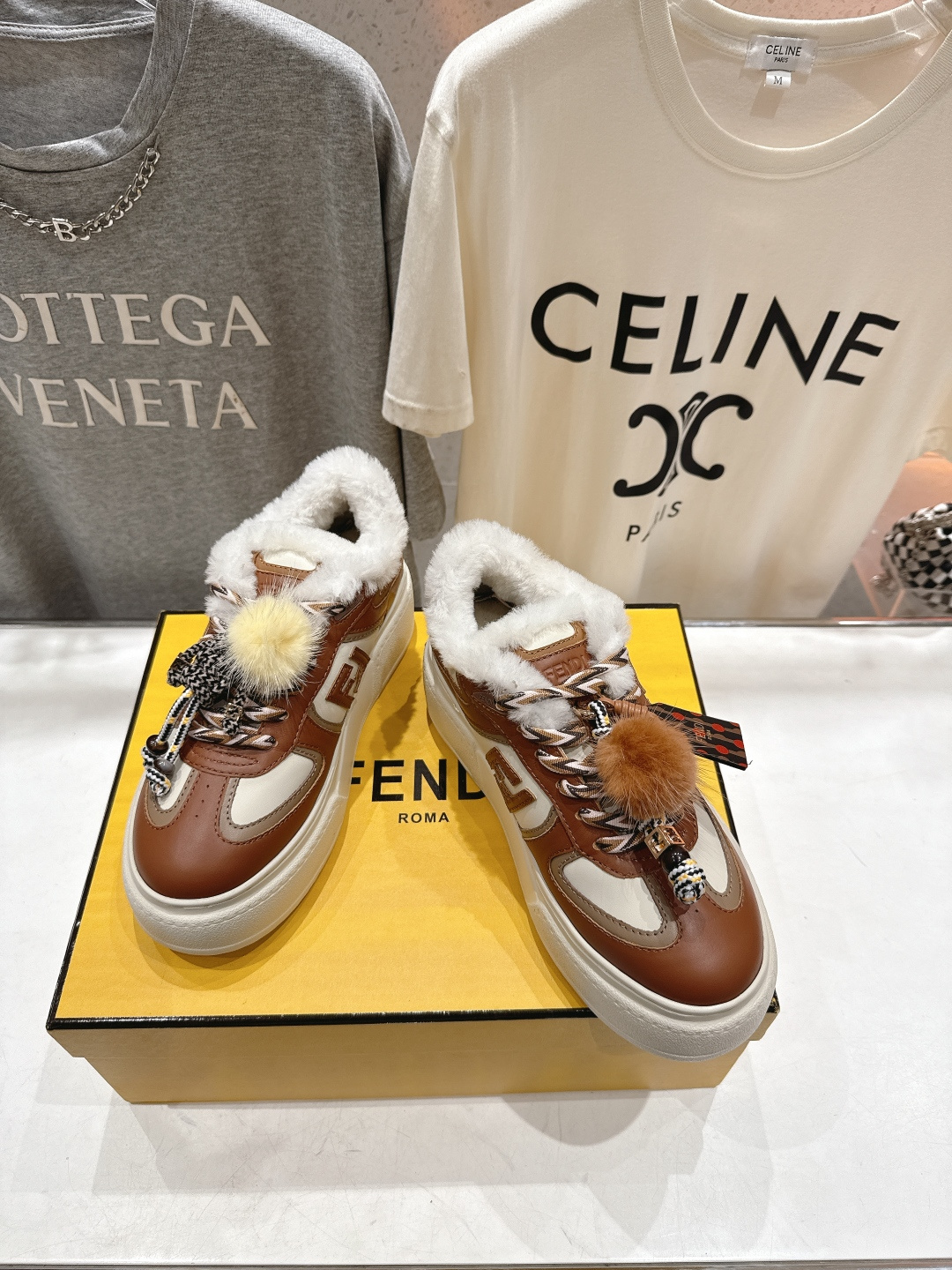 高版本出厂 毛里 Fendi/芬迪F029 2025ss冬季新款 First 1系列系带厚底羊毛里休闲运