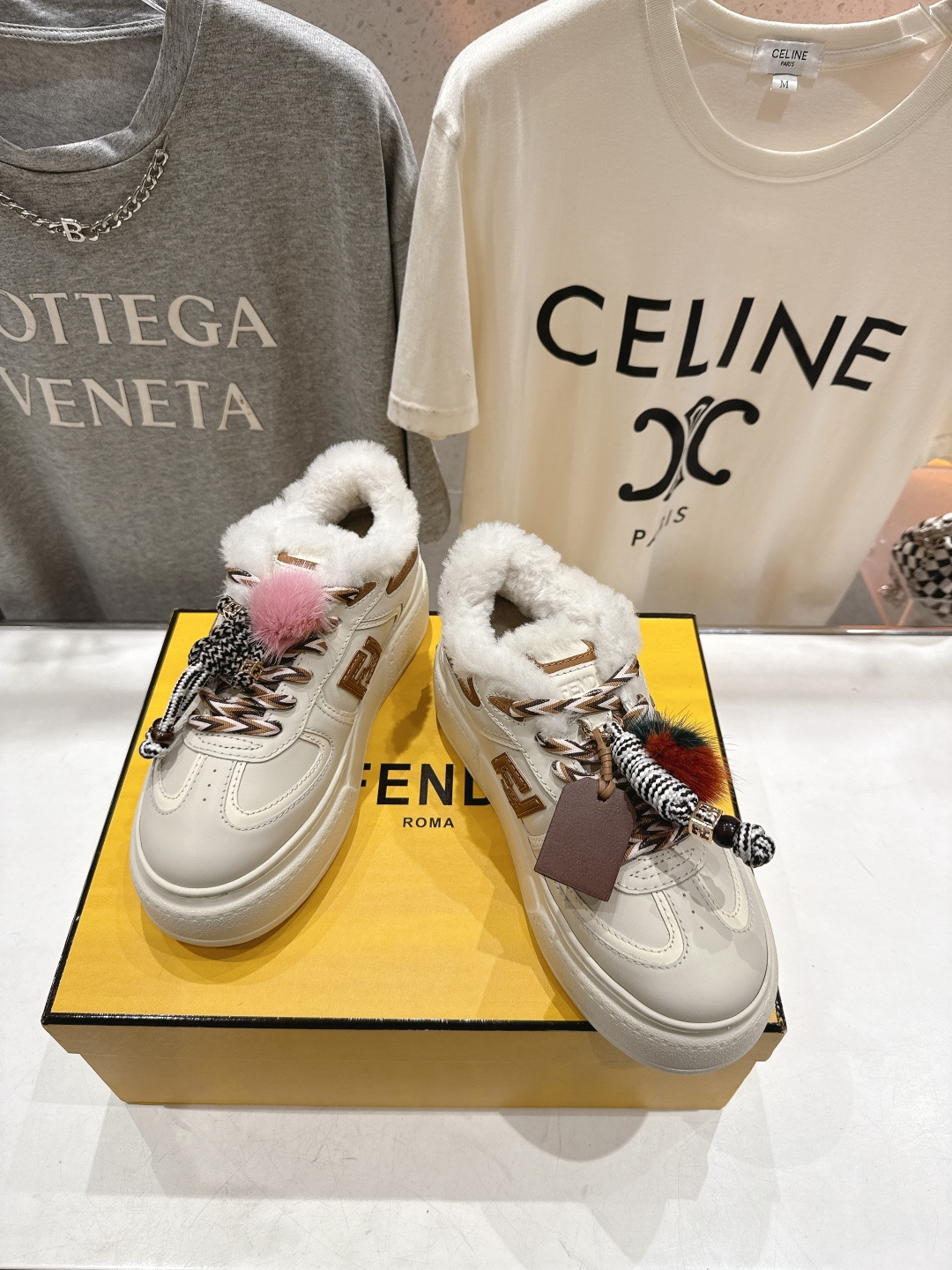 高版本出厂 毛里 Fendi/芬迪F029 2025ss冬季新款 First 1系列系带厚底羊毛里休闲运