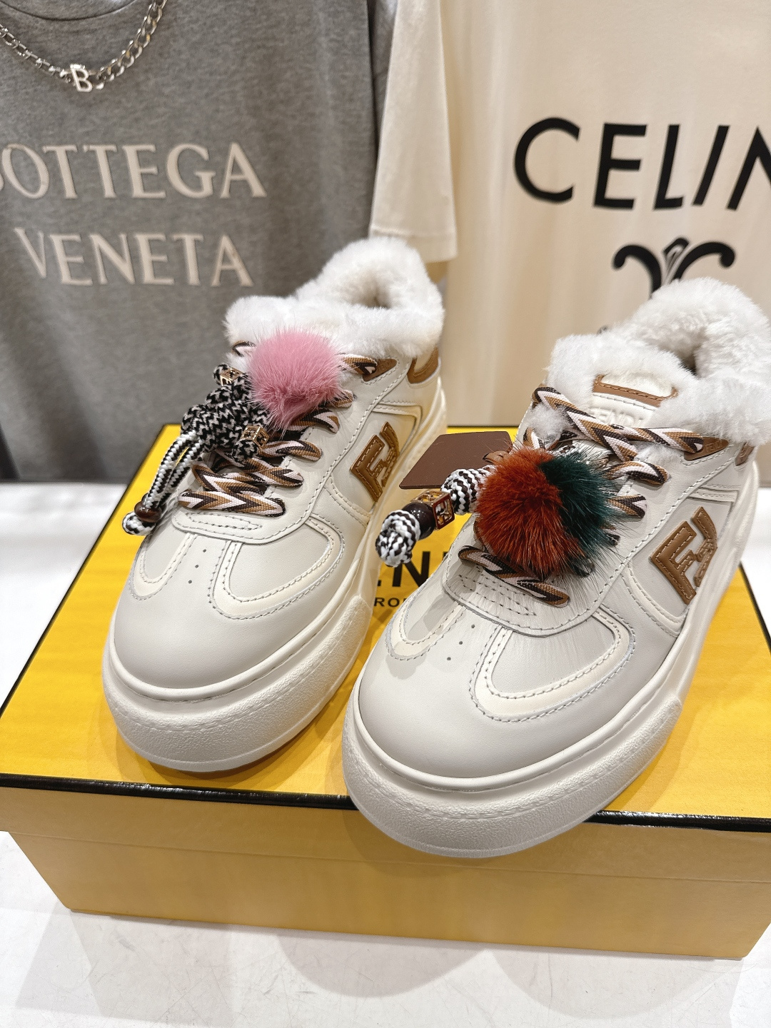 高版本出厂 毛里 Fendi/芬迪F029 2025ss冬季新款 First 1系列系带厚底羊毛里休闲运