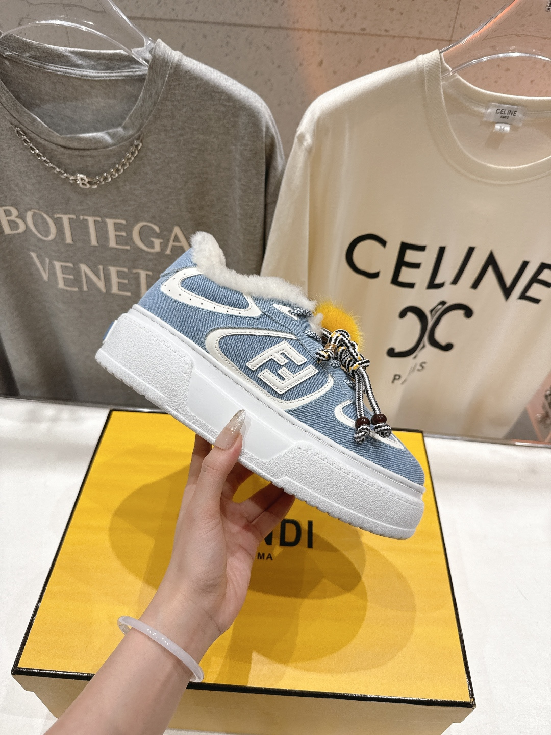 高版本出厂 毛里 Fendi/芬迪F029 2025ss冬季新款 First 1系列系带厚底羊毛里休闲运