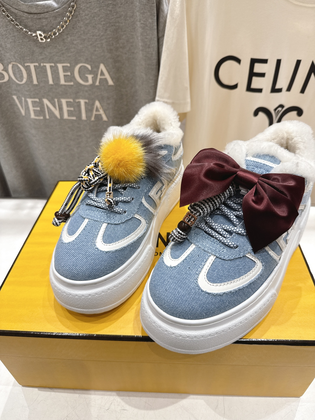 高版本出厂 毛里 Fendi/芬迪F029 2025ss冬季新款 First 1系列系带厚底羊毛里休闲运