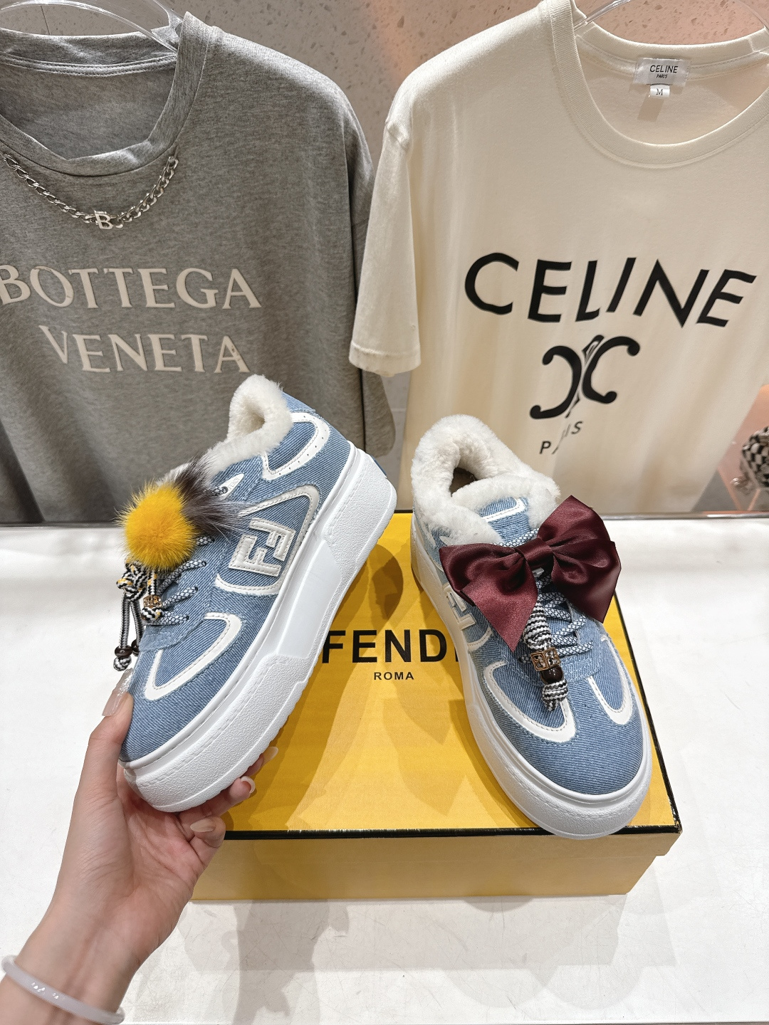 高版本出厂 毛里 Fendi/芬迪F029 2025ss冬季新款 First 1系列系带厚底羊毛里休闲运