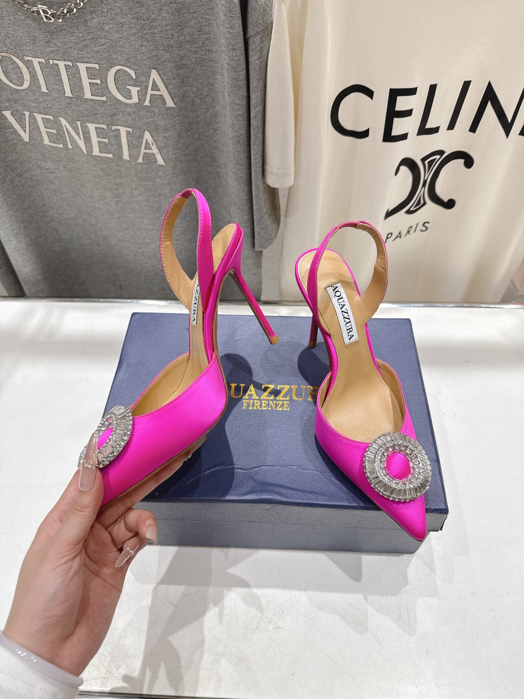 高版本出厂 AQUAZZURA～菠萝26ss/春夏全新水钻高跟鞋时装鞋单鞋凉鞋🥂【市场顶级版本】大热水钻
