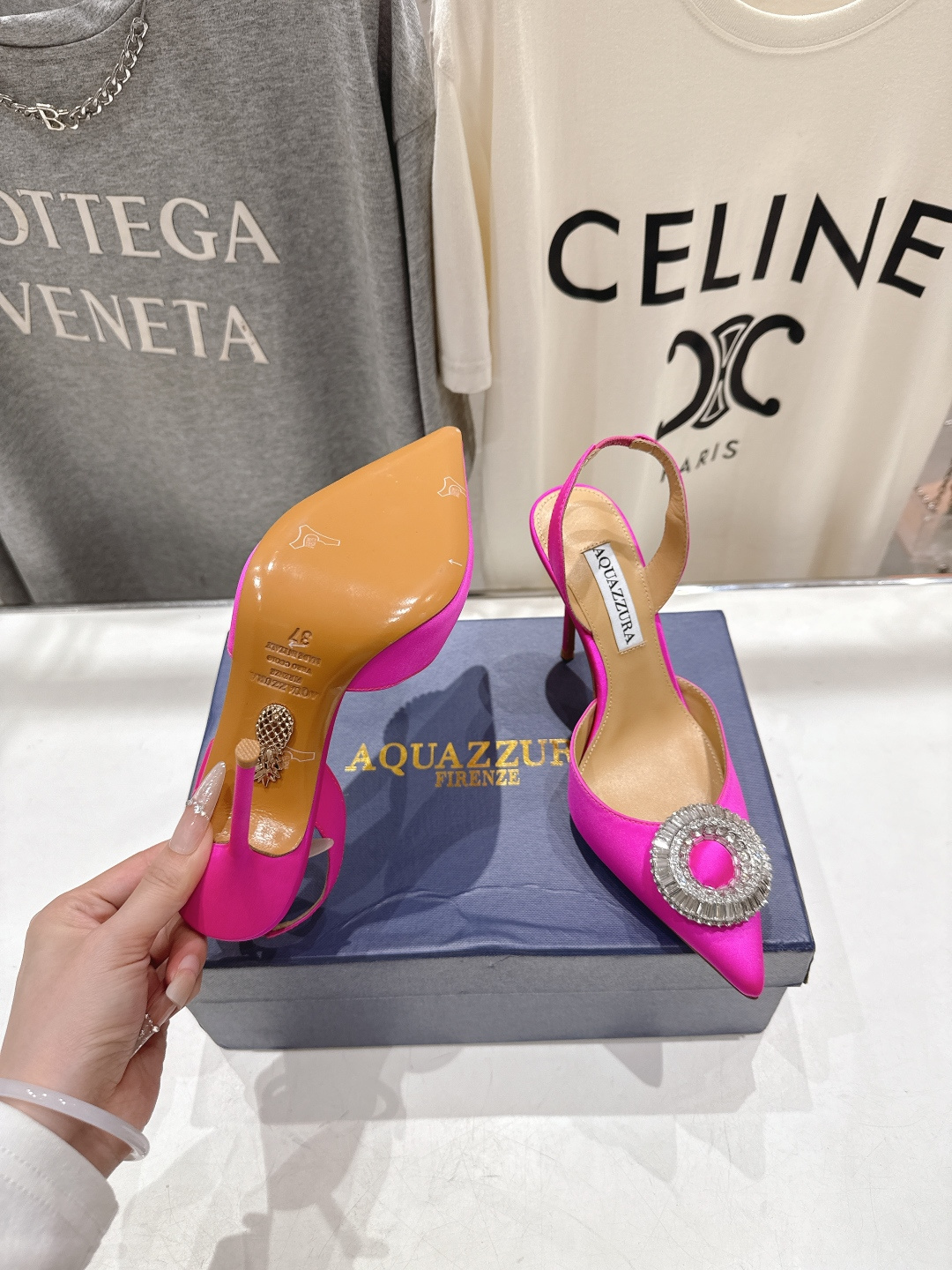 高版本出厂 AQUAZZURA～菠萝26ss/春夏全新水钻高跟鞋时装鞋单鞋凉鞋🥂【市场顶级版本】大热水钻