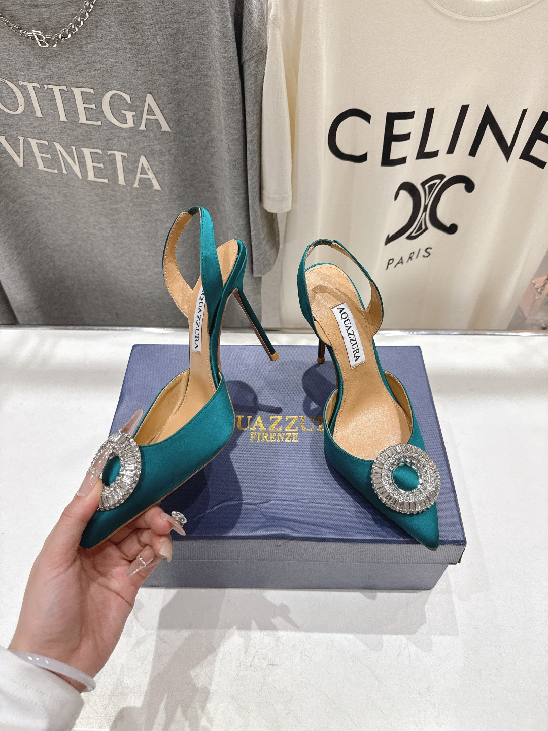 高版本出厂 AQUAZZURA～菠萝26ss/春夏全新水钻高跟鞋时装鞋单鞋凉鞋🥂【市场顶级版本】大热水钻
