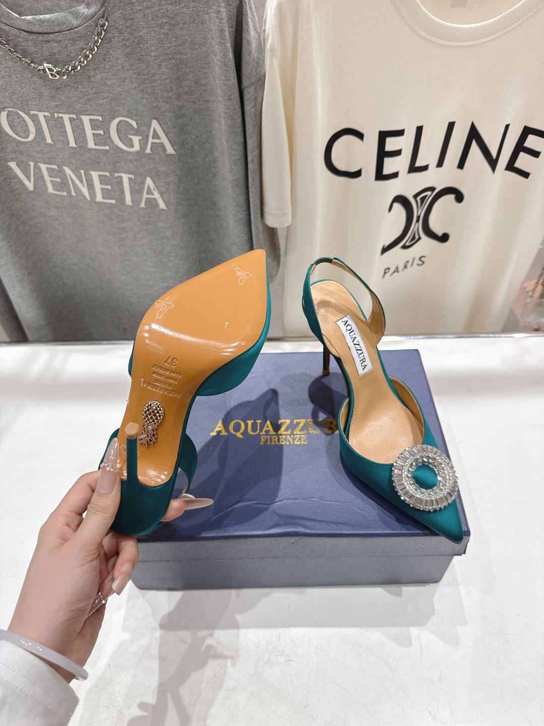 高版本出厂 AQUAZZURA～菠萝26ss/春夏全新水钻高跟鞋时装鞋单鞋凉鞋🥂【市场顶级版本】大热水钻