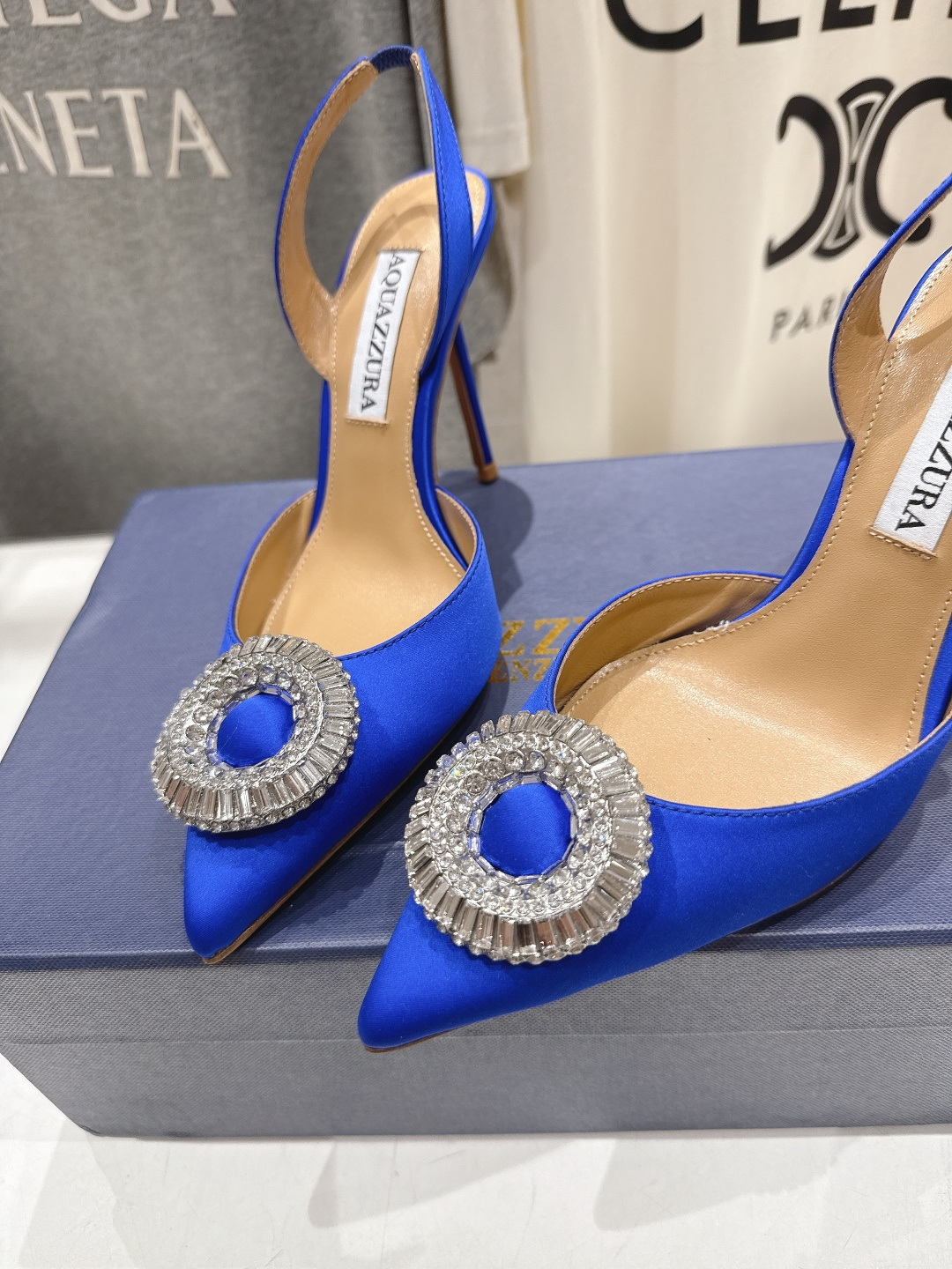 高版本出厂 AQUAZZURA～菠萝26ss/春夏全新水钻高跟鞋时装鞋单鞋凉鞋🥂【市场顶级版本】大热水钻