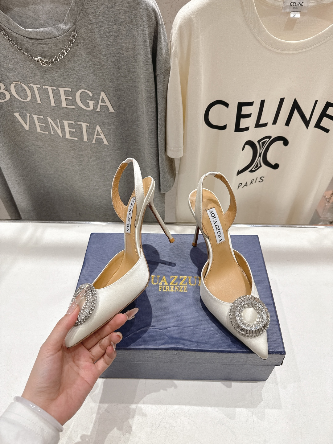 高版本出厂 AQUAZZURA～菠萝26ss/春夏全新水钻高跟鞋时装鞋单鞋凉鞋🥂【市场顶级版本】大热水钻