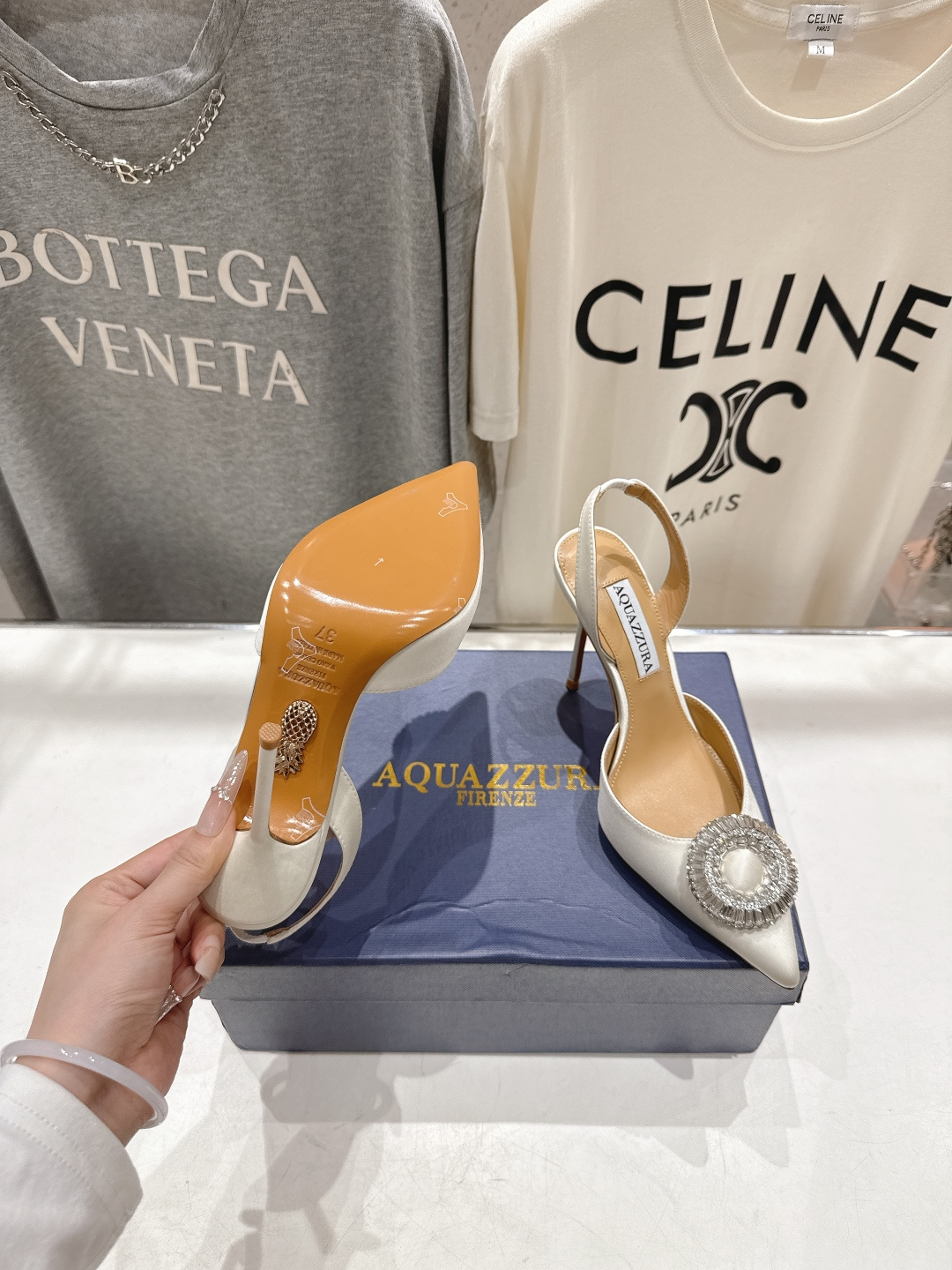 高版本出厂 AQUAZZURA～菠萝26ss/春夏全新水钻高跟鞋时装鞋单鞋凉鞋🥂【市场顶级版本】大热水钻