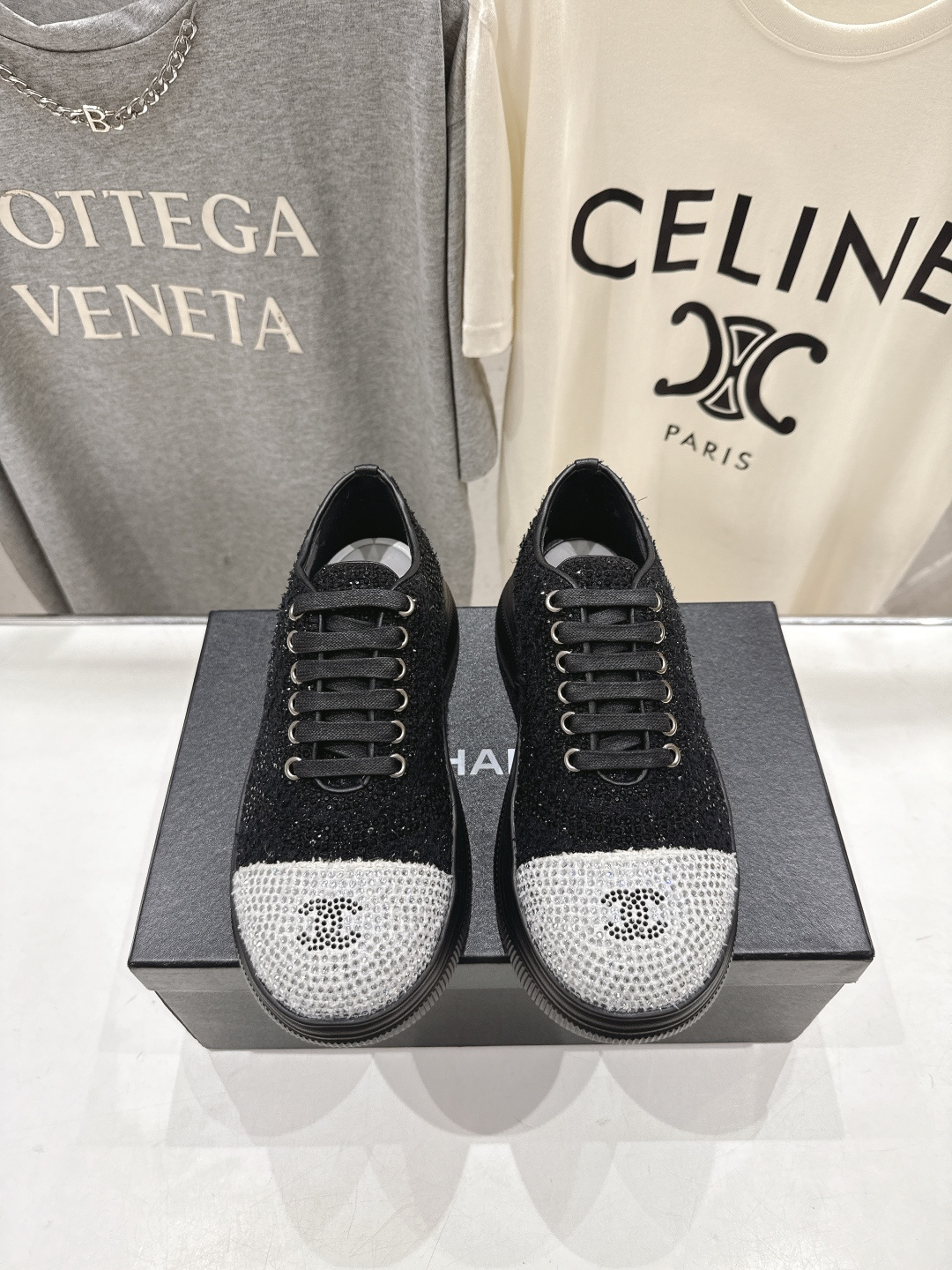 高版本出厂 Chanel香奈儿F036 小香 2026ss走秀新款厚底烫钻休闲鞋小白鞋运动鞋 饼干鞋顶级