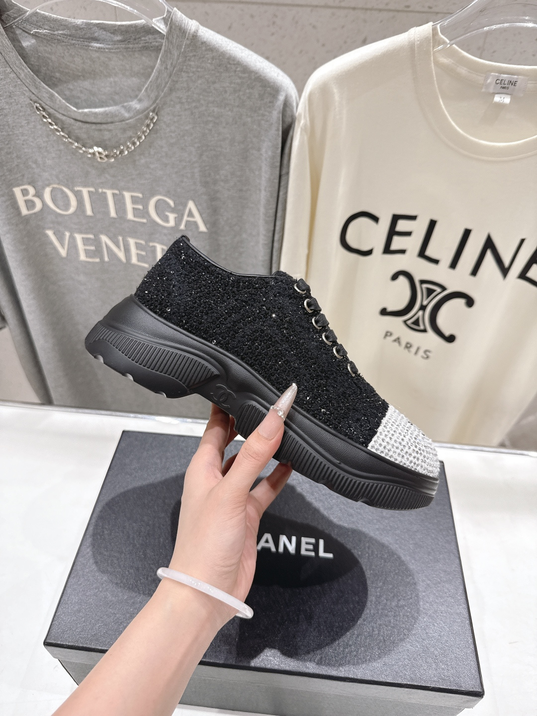 高版本出厂 Chanel香奈儿F036 小香 2026ss走秀新款厚底烫钻休闲鞋小白鞋运动鞋 饼干鞋顶级