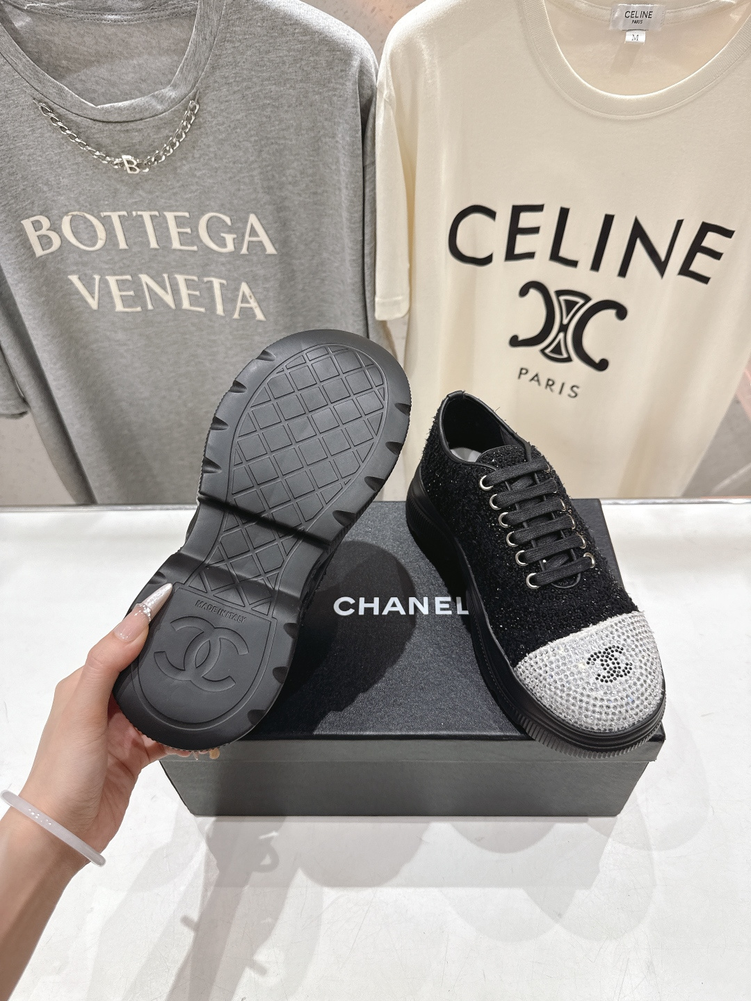 高版本出厂 Chanel香奈儿F036 小香 2026ss走秀新款厚底烫钻休闲鞋小白鞋运动鞋 饼干鞋顶级