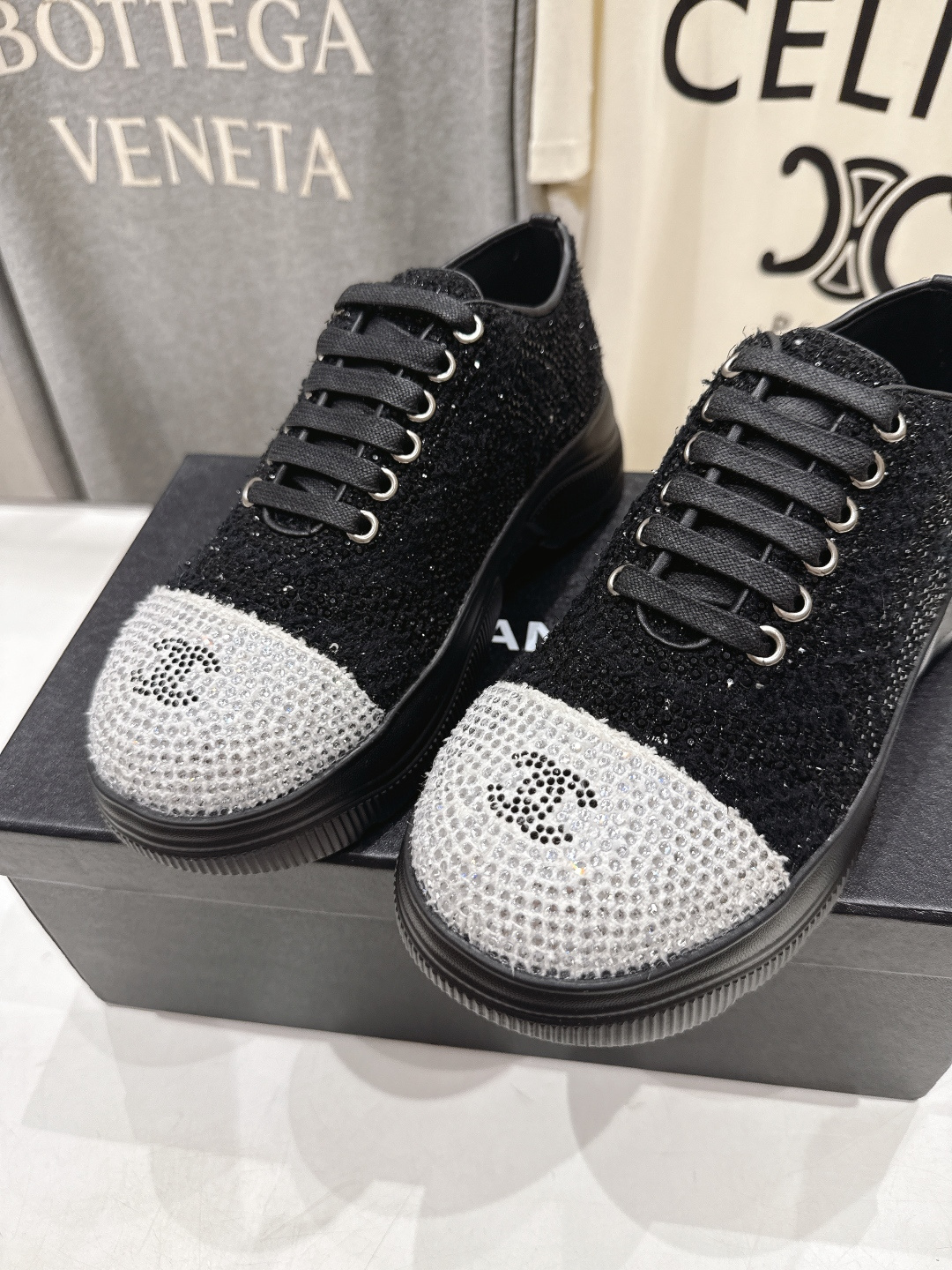 高版本出厂 Chanel香奈儿F036 小香 2026ss走秀新款厚底烫钻休闲鞋小白鞋运动鞋 饼干鞋顶级