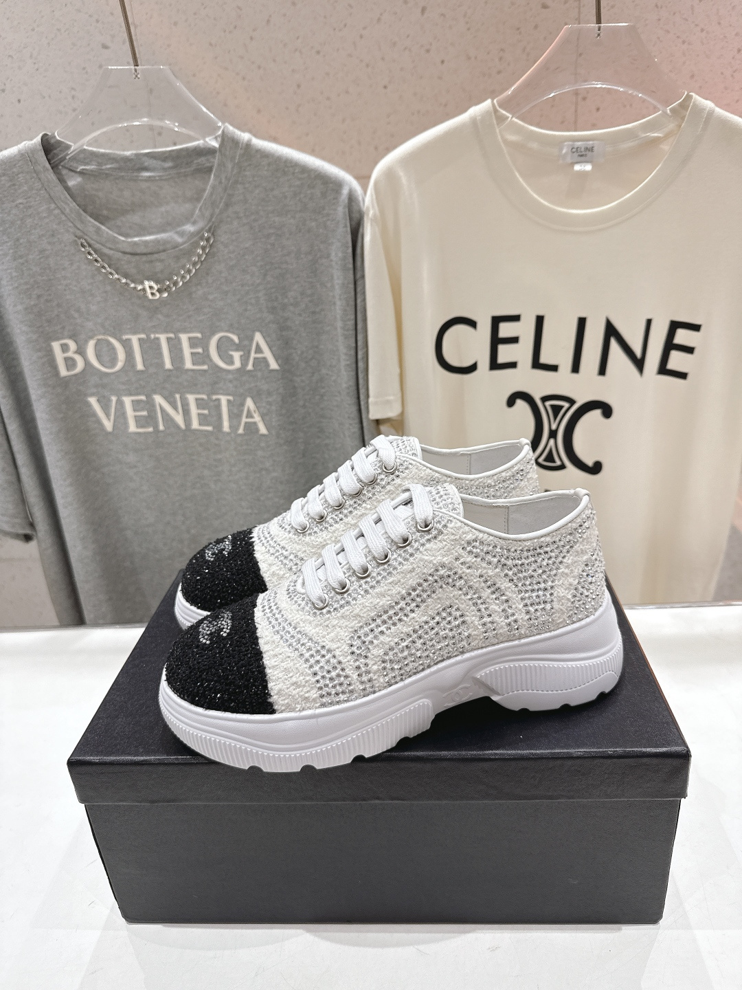 高版本出厂 Chanel香奈儿F036 小香 2026ss走秀新款厚底烫钻休闲鞋小白鞋运动鞋 饼干鞋顶级