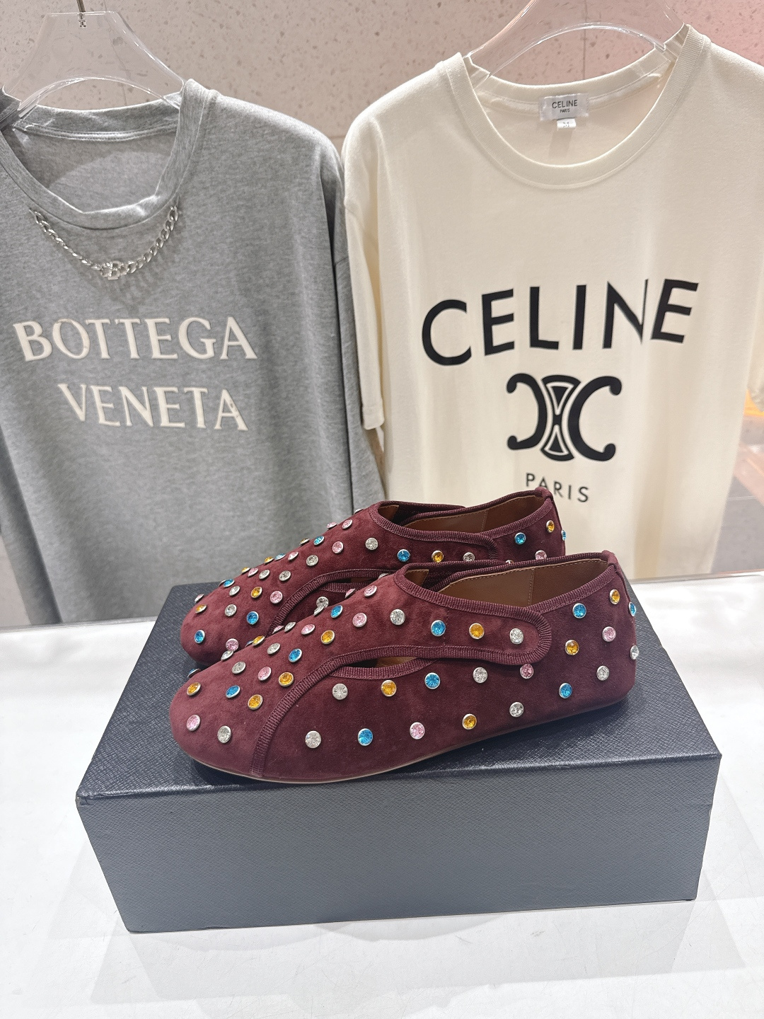 高版本出厂 独家新品 Alaia 阿莱亚F016 2026ss/走秀款带钻平底玛丽珍芭蕾舞鞋 最近超火的