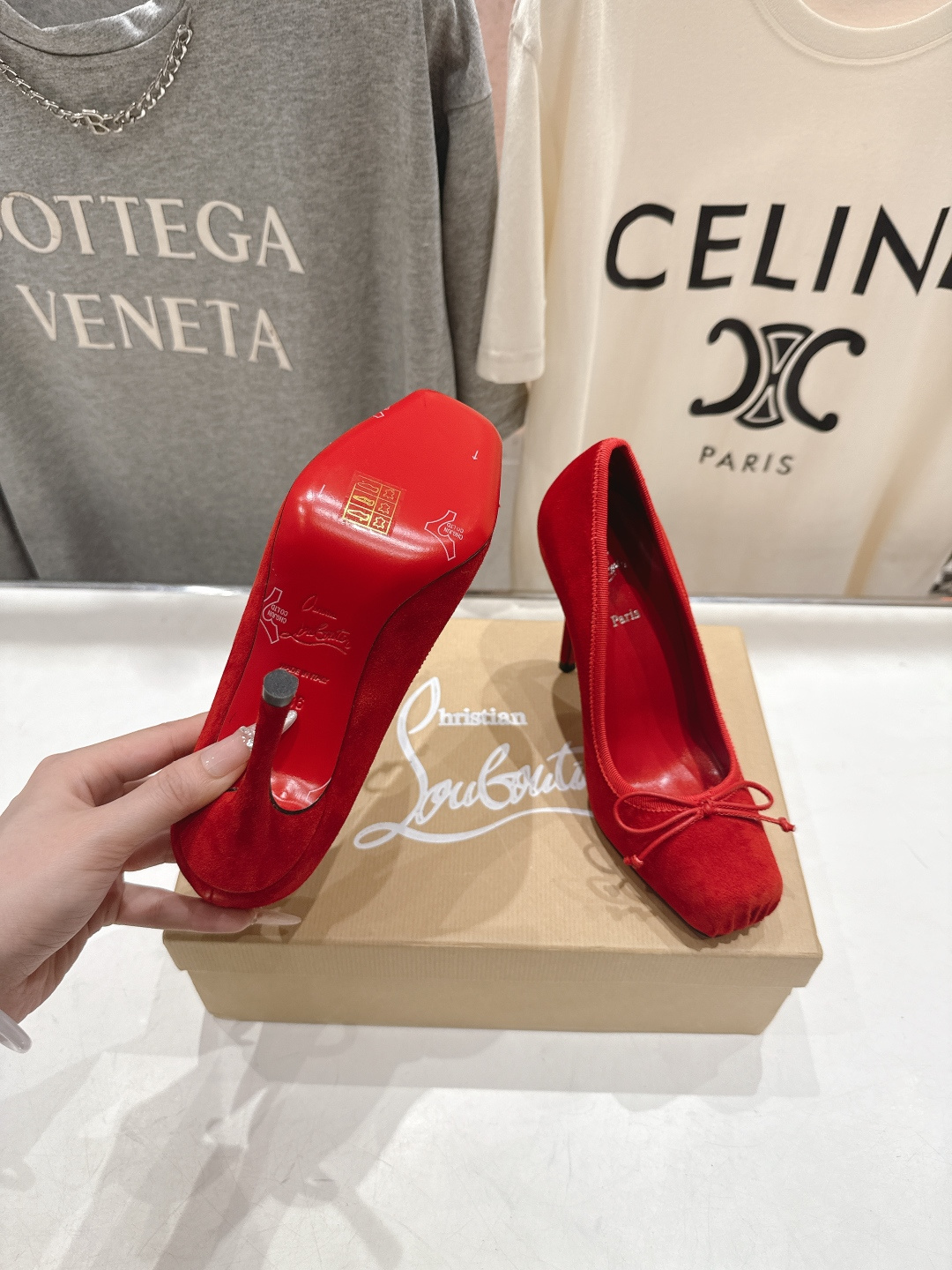 高版本出厂 Christian Loubotti CL红底鞋F030 2026ss新款蝴蝶结仙女风高跟鞋