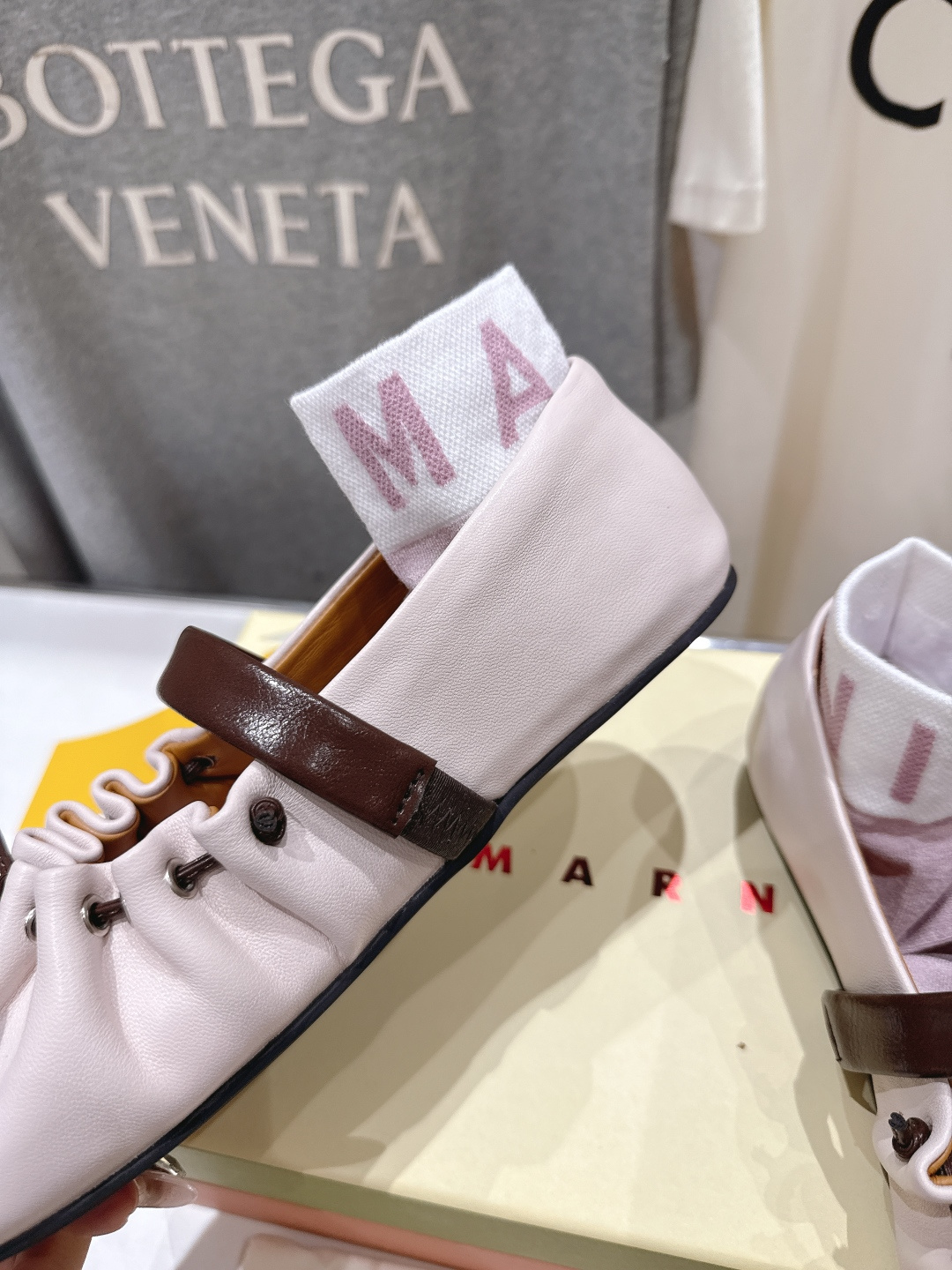 高版本出厂 Marni/玛尼F022 2026ss春夏新款褶皱蝴蝶结玛丽珍芭蕾舞鞋平底鞋一脚蹬懒人鞋别致