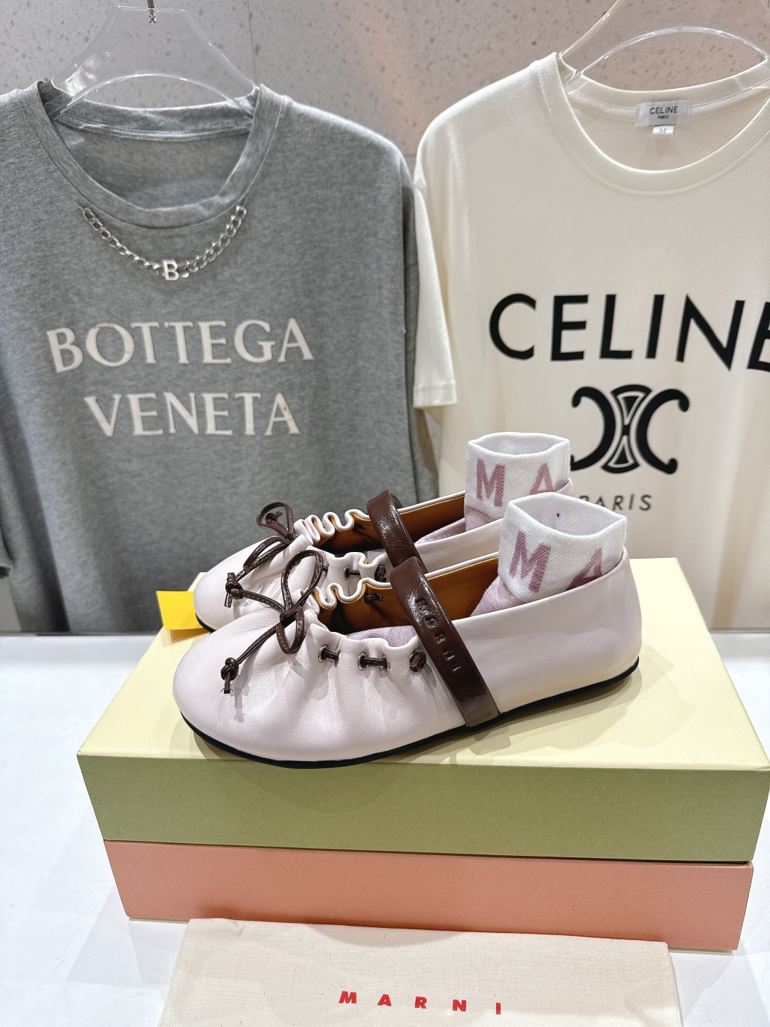 高版本出厂 Marni/玛尼F022 2026ss春夏新款褶皱蝴蝶结玛丽珍芭蕾舞鞋平底鞋一脚蹬懒人鞋别致