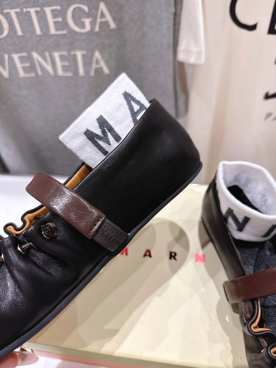 高版本出厂 Marni/玛尼F022 2026ss春夏新款褶皱蝴蝶结玛丽珍芭蕾舞鞋平底鞋一脚蹬懒人鞋别致