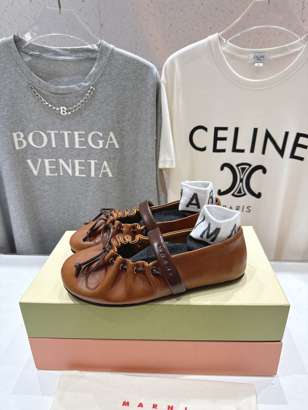 高版本出厂 Marni/玛尼F022 2026ss春夏新款褶皱蝴蝶结玛丽珍芭蕾舞鞋平底鞋一脚蹬懒人鞋别致