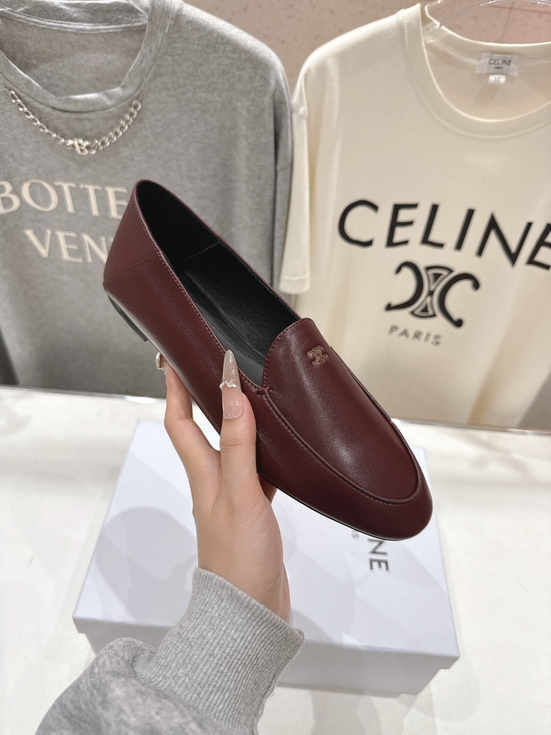 高版本出厂 celine/赛琳F035 26ss/专柜新款仙女风平底一脚蹬休闲鞋单鞋玛丽珍乐福鞋～各路博