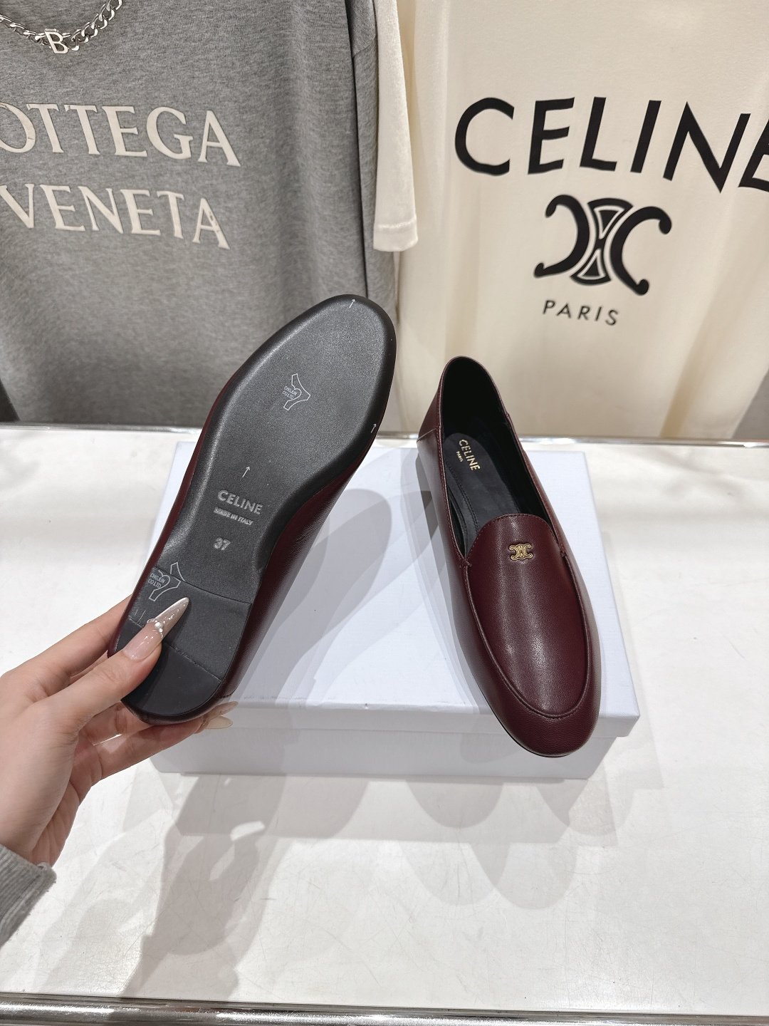 高版本出厂 celine/赛琳F035 26ss/专柜新款仙女风平底一脚蹬休闲鞋单鞋玛丽珍乐福鞋～各路博