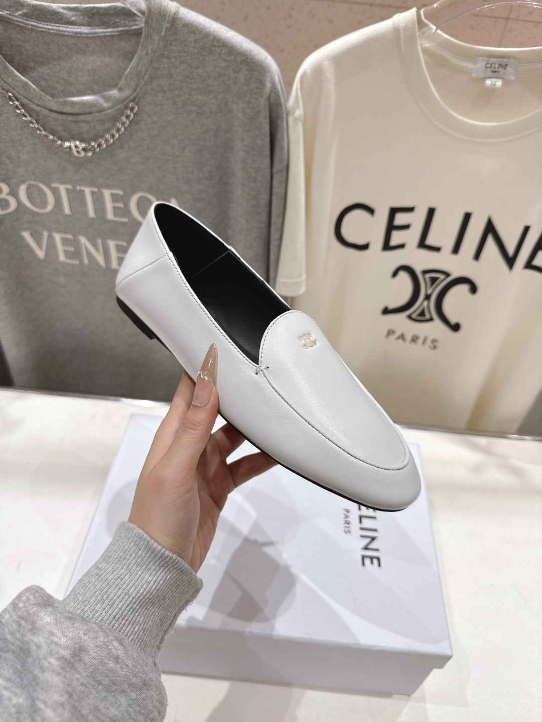 高版本出厂 celine/赛琳F035 26ss/专柜新款仙女风平底一脚蹬休闲鞋单鞋玛丽珍乐福鞋～各路博