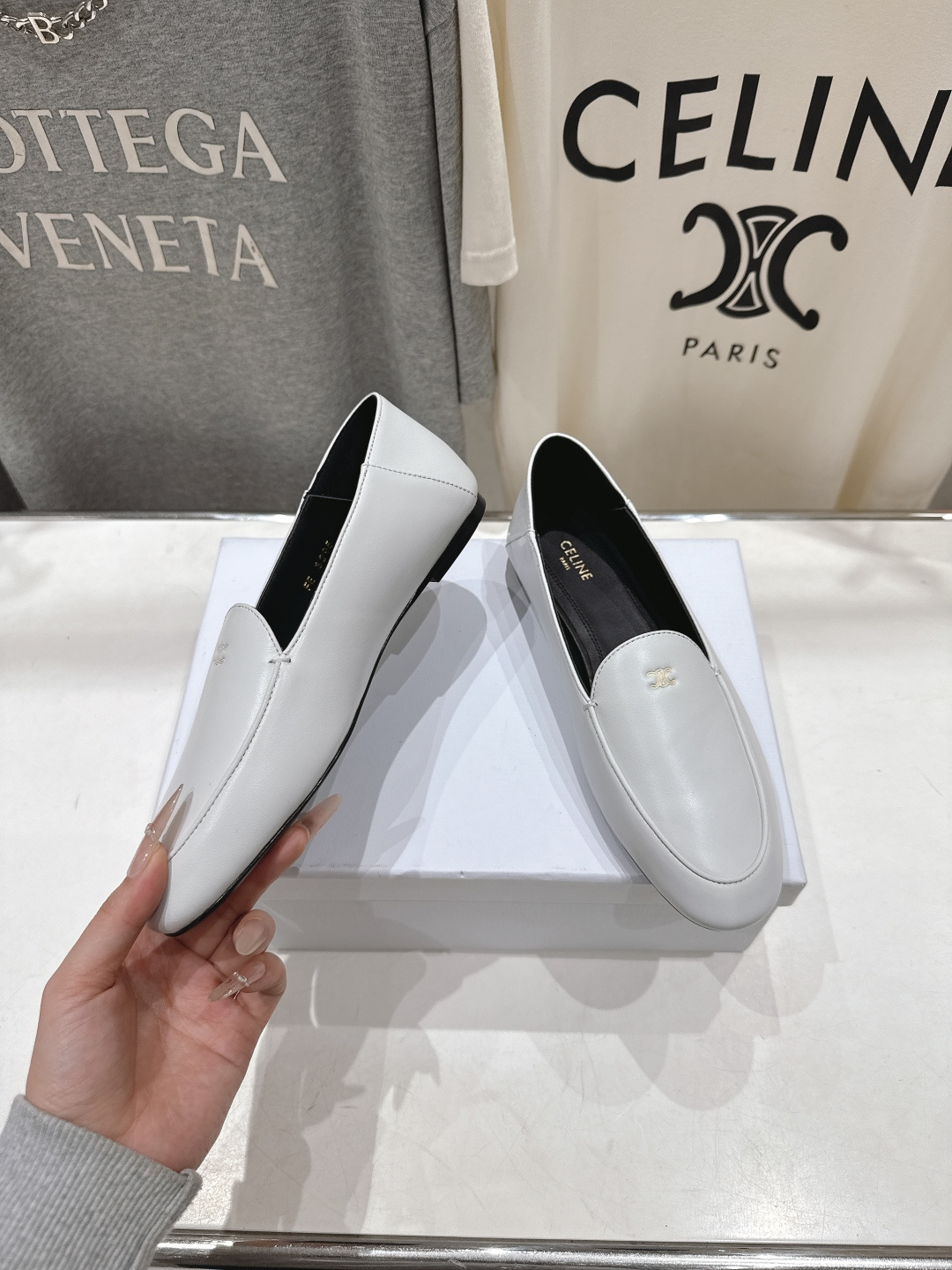 高版本出厂 celine/赛琳F035 26ss/专柜新款仙女风平底一脚蹬休闲鞋单鞋玛丽珍乐福鞋～各路博